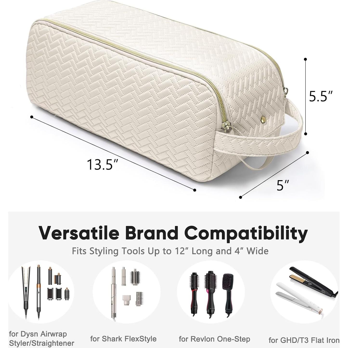 Bolsa de Viaje para Herramientas de Cabello ELCUPA Marfil 34x12.7x14 cm