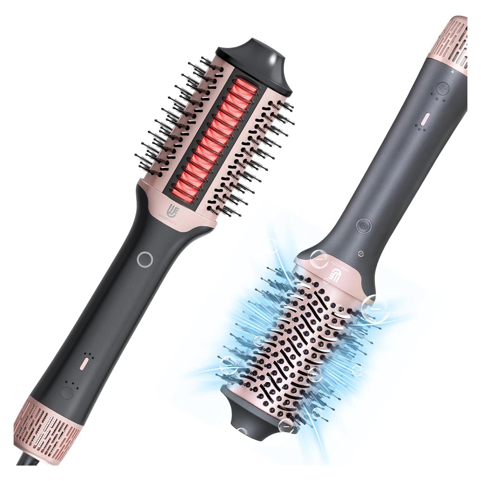 2-in-1 Blow Dryer Brush & Hair Straightener, Ionic & Ceramic Thermal Brush with Adjustable Heat & Cool Shot 110000 RPM Motor High-Speed Motor for Frizz-Free, Smoother & Voluminous Hair, Grey with Use