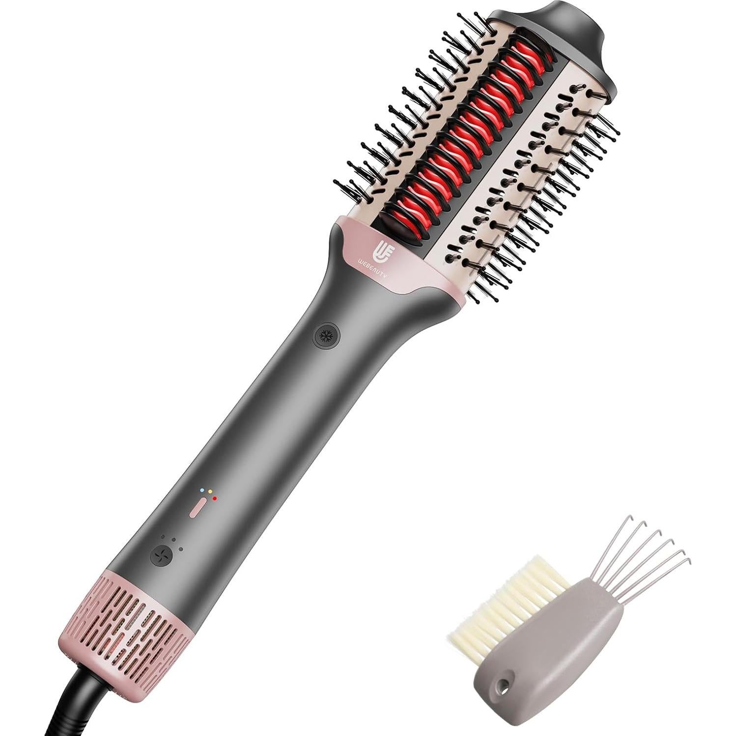 2-in-1 Blow Dryer Brush & Hair Straightener, Ionic & Ceramic Thermal Brush with Adjustable Heat & Cool Shot 110000 RPM Motor High-Speed Motor for Frizz-Free, Smoother & Voluminous Hair, Grey with Use