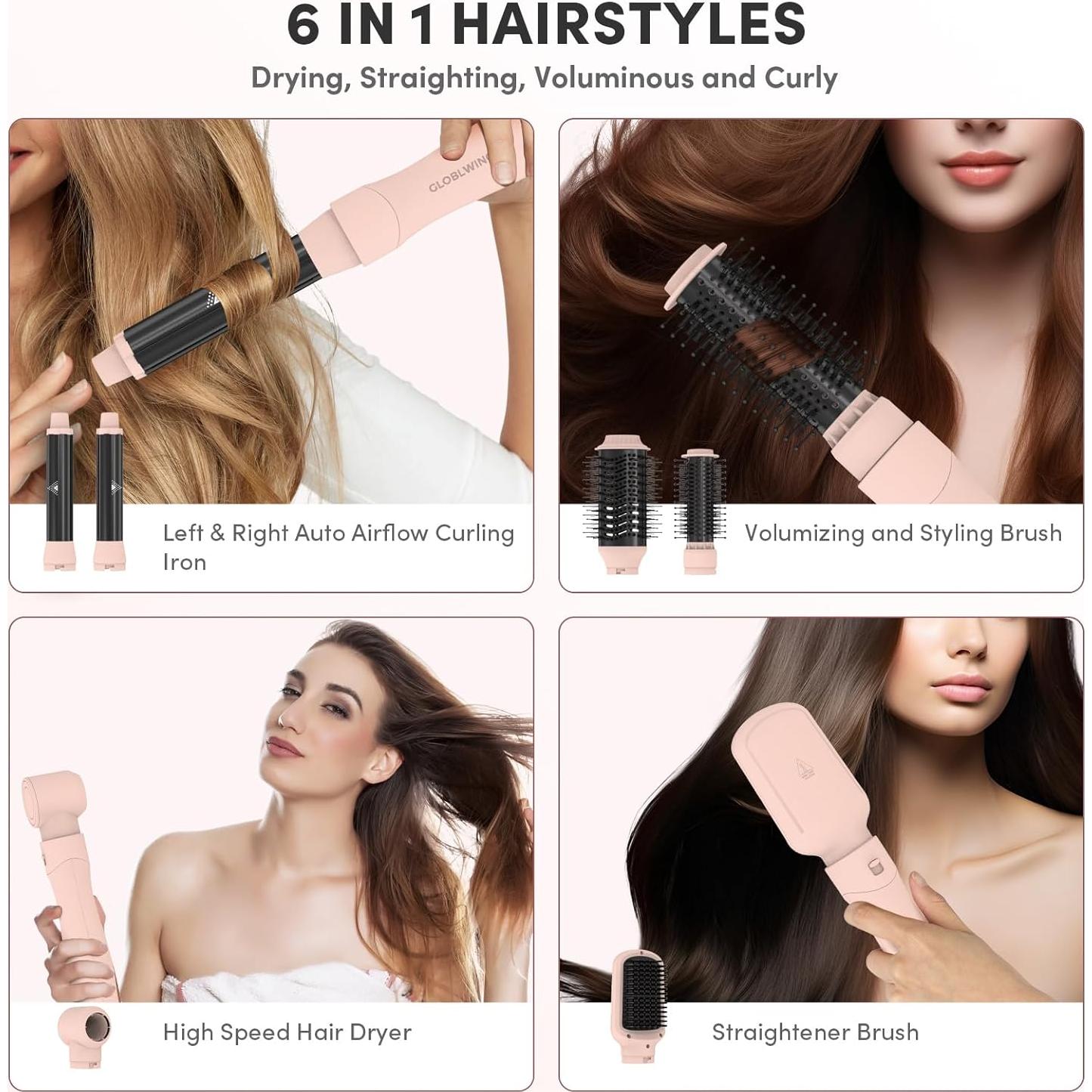 Cepillo Secador de Cabello 6 en 1 GLOBLWING SM-8200 Iónico 1.72kg