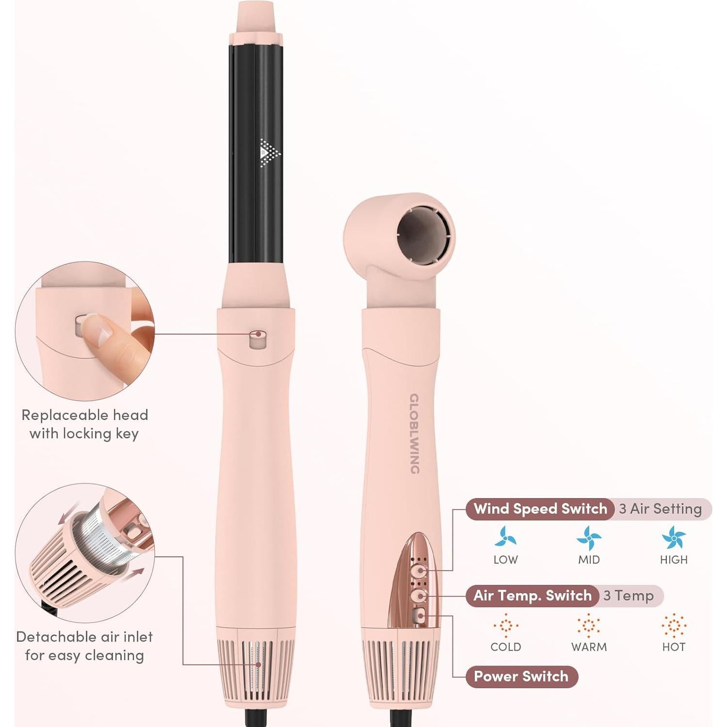 Cepillo Secador de Cabello 6 en 1 GLOBLWING SM-8200 Iónico 1.72kg