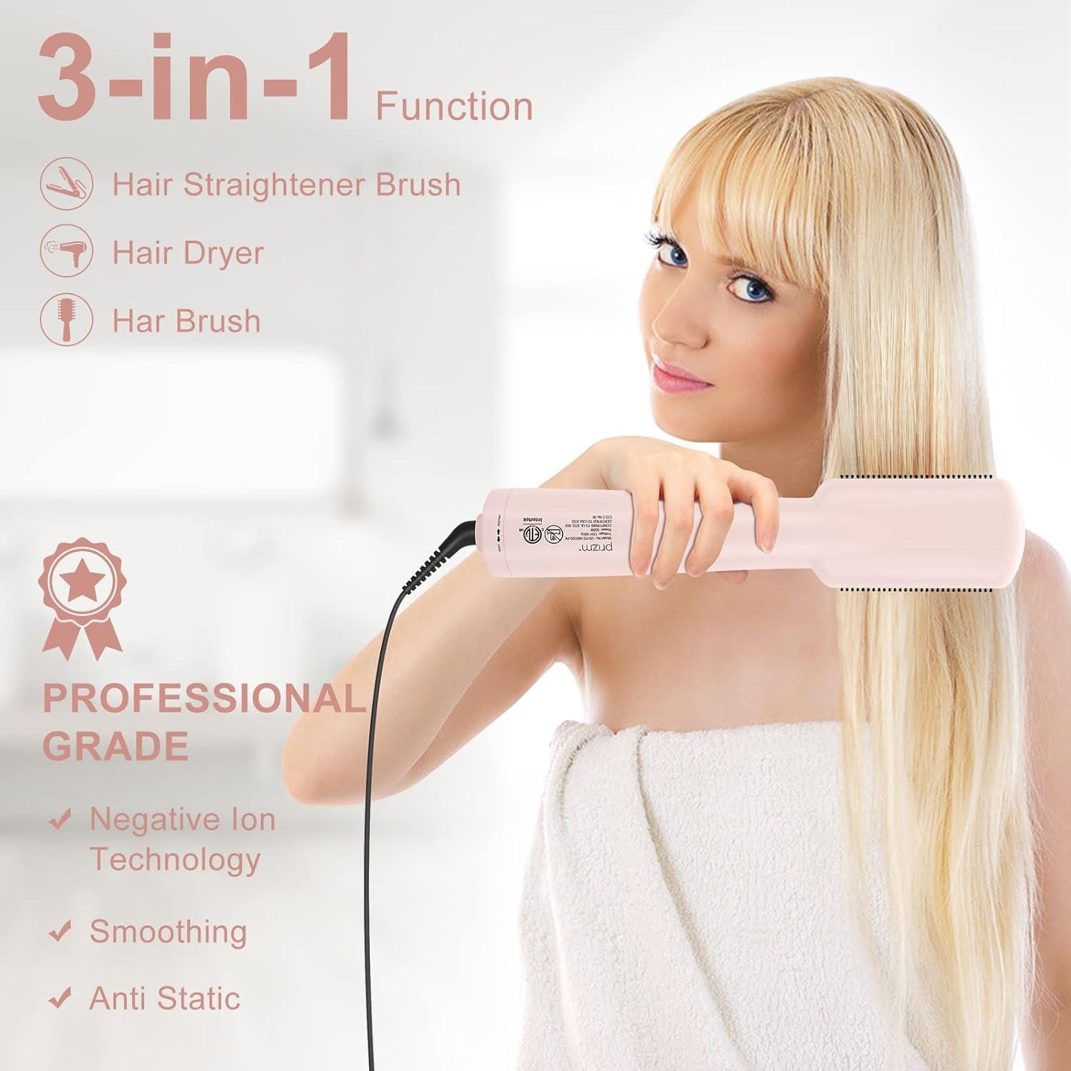 Cepillo Alisador y Secador Prizm Rosa 3 Modos Iones Negativos