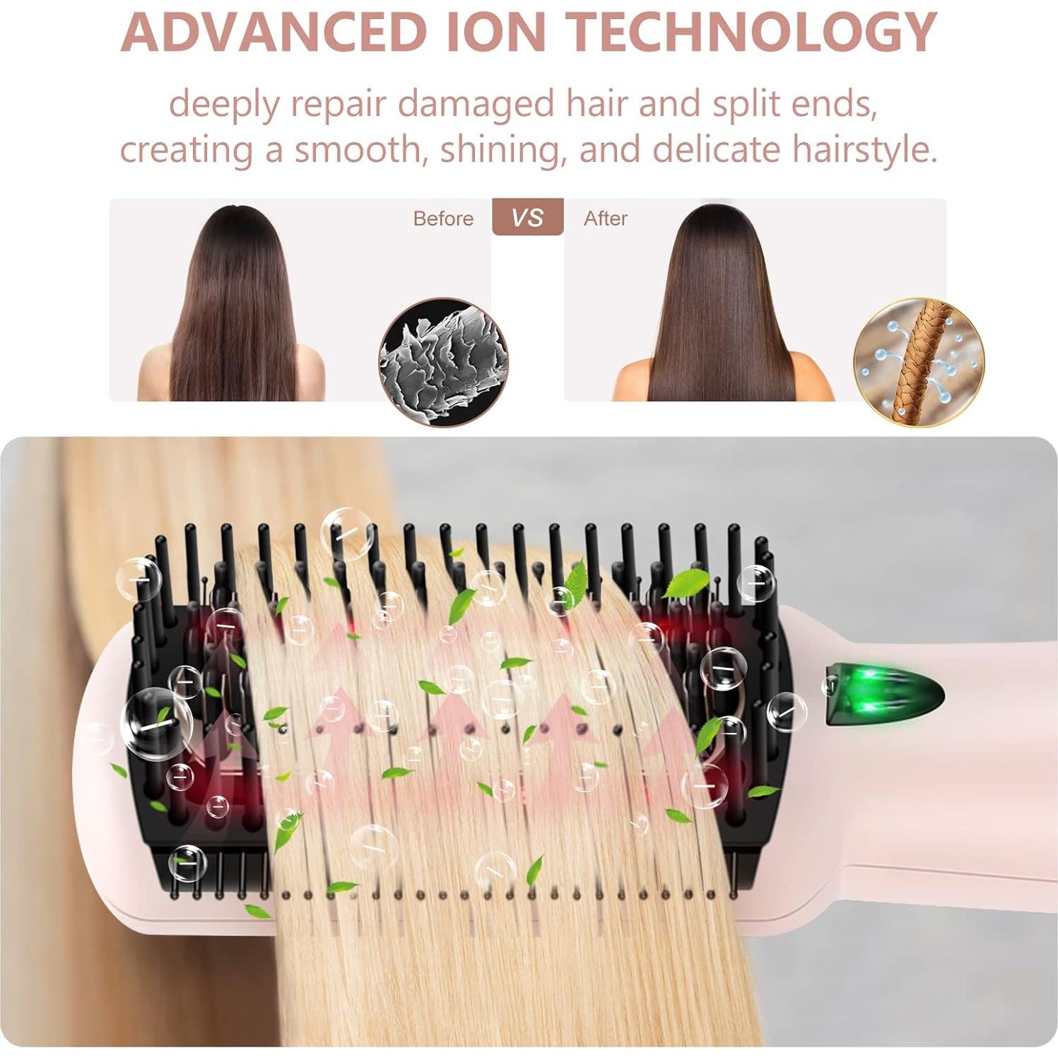 Cepillo Alisador y Secador Prizm Rosa 3 Modos Iones Negativos