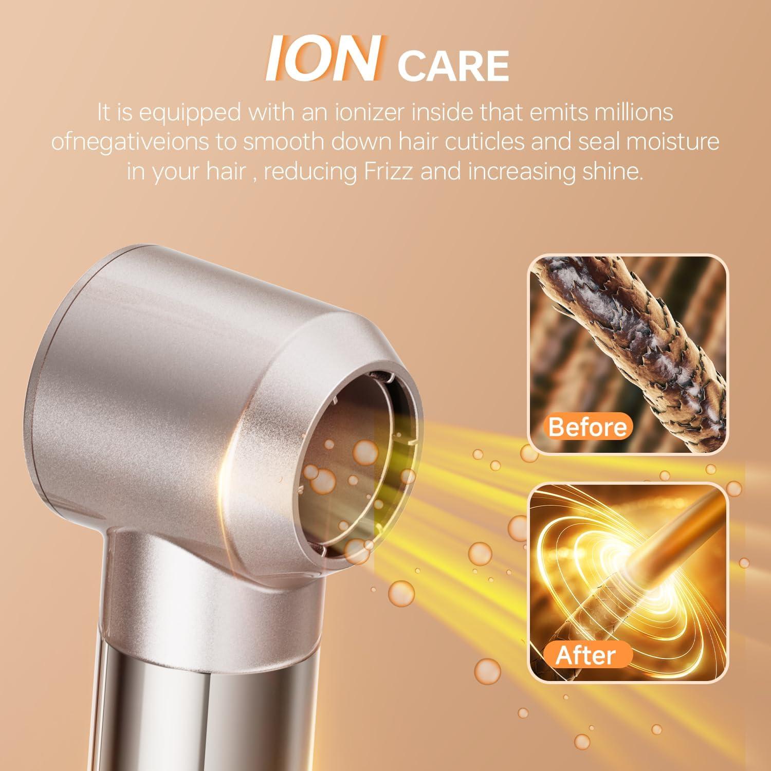 Cepillo Secador de Cabello 6 en 1 Hojocojo 140,000 RPM Oro