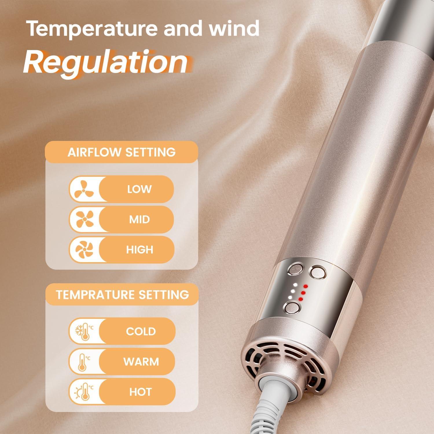 Cepillo Secador de Cabello 6 en 1 Hojocojo 140,000 RPM Oro