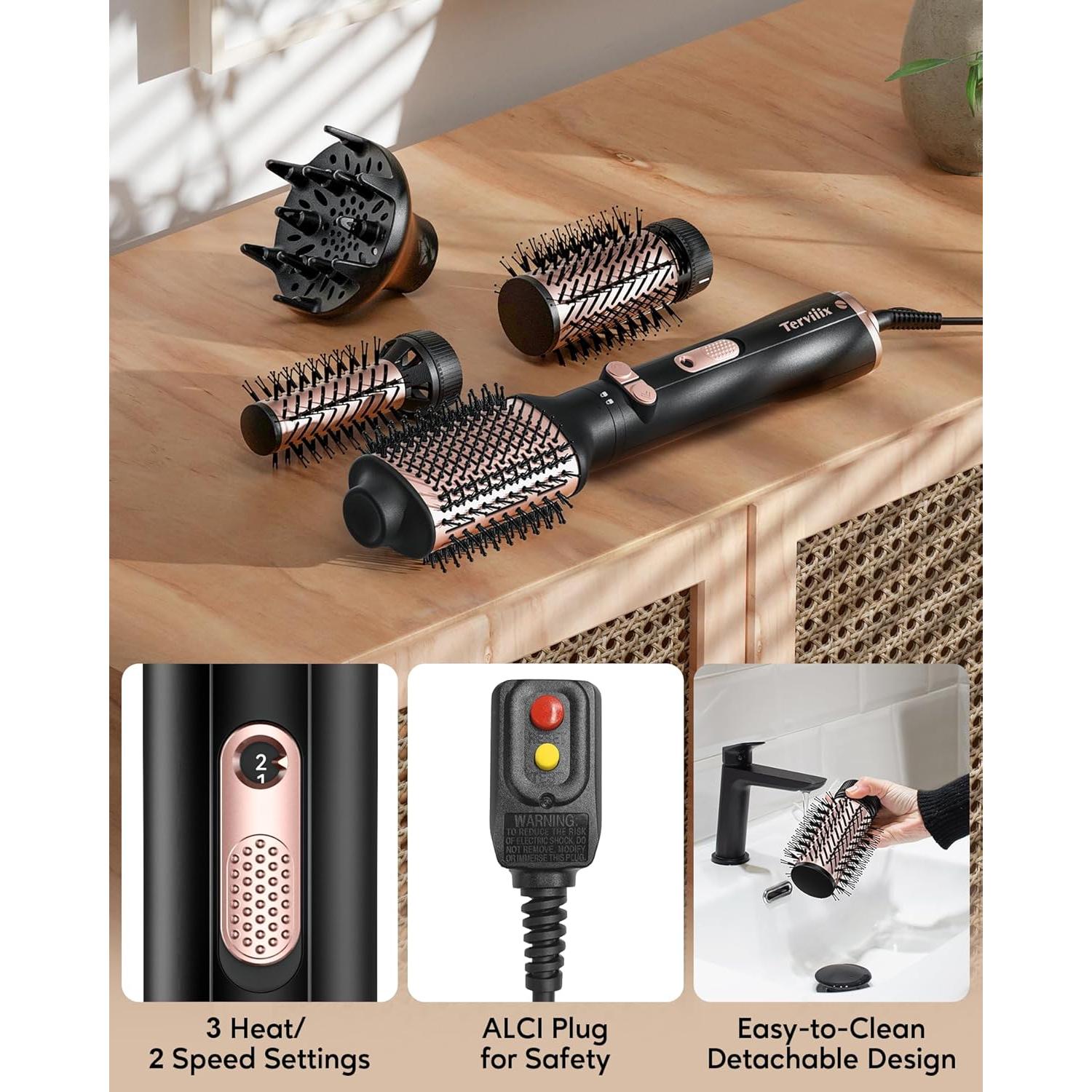 Cepillo Secador Rotatorio Terviiix 4 en 1 1000W Negro