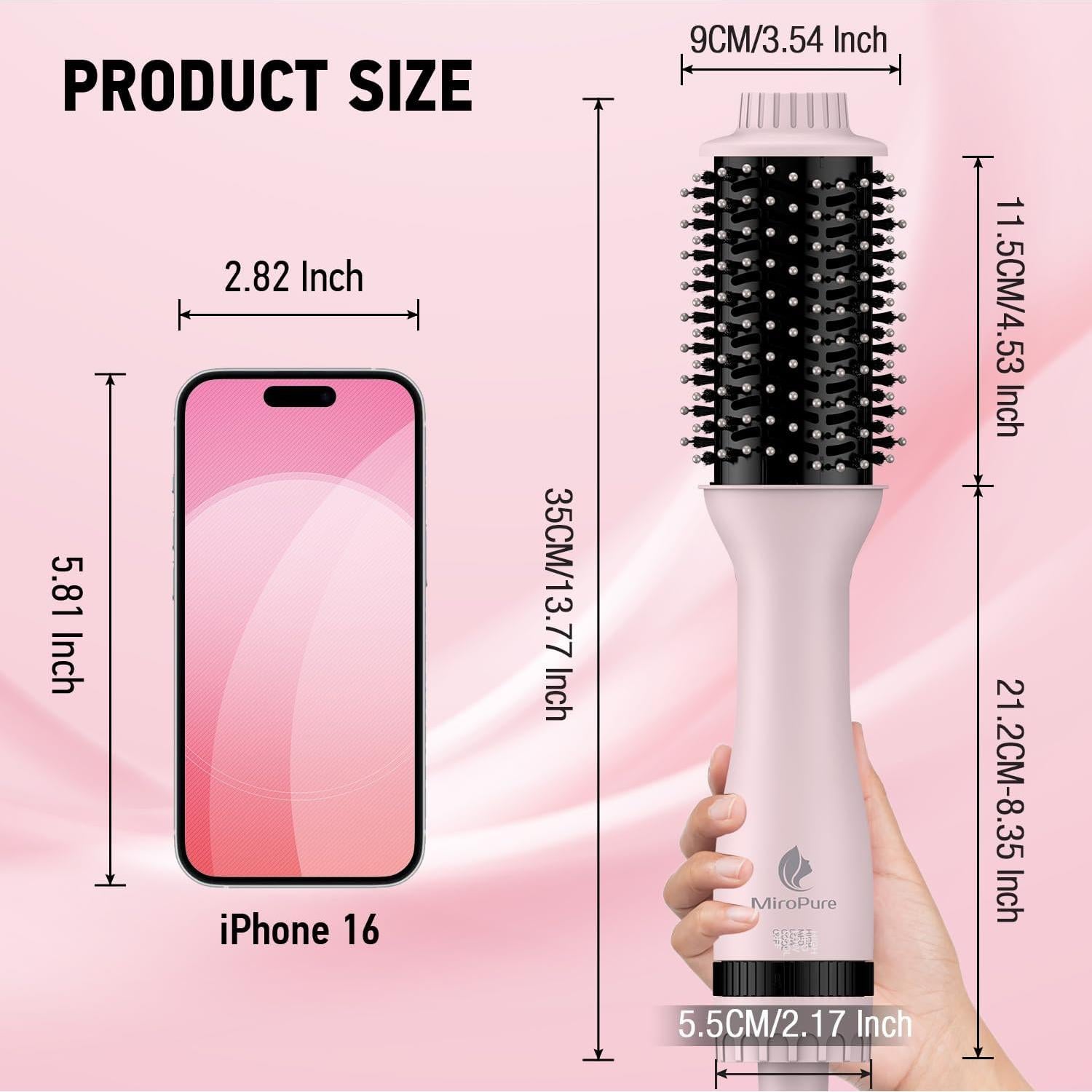 Cepillo Secador de Cabello MiroPure 4 en 1 con 4 Temperaturas