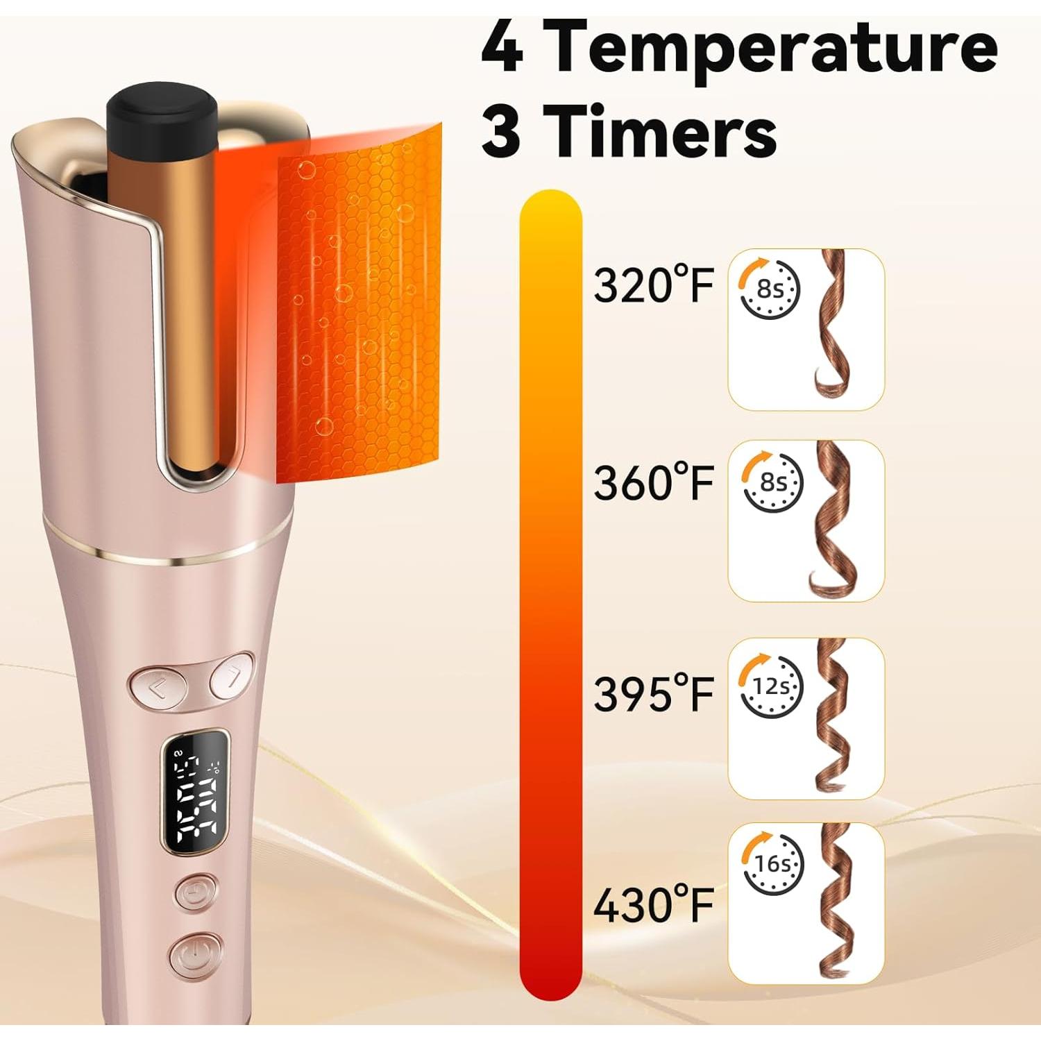 Rizador Automático EIHOO 1" (2.54 cm) Rosa con Pantalla LCD