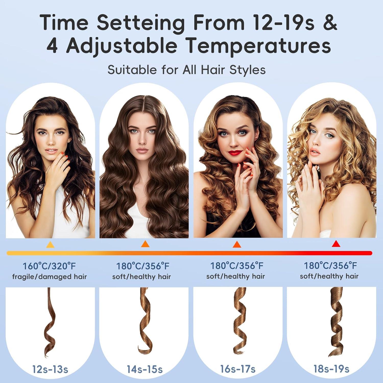 Rizador de Cabello Automático WOKEIO 1" (2.54 cm) 4 Temperaturas