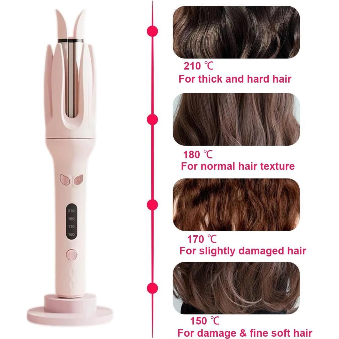 Rizador Automático de Cabello EYCOMTOM Rosa 28mm 4 Temperaturas