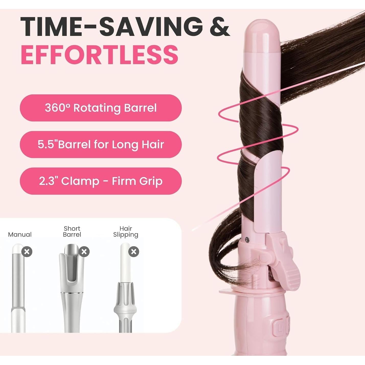 Plancha de Rizar Automática Honey Coco 2.69 cm Rosa