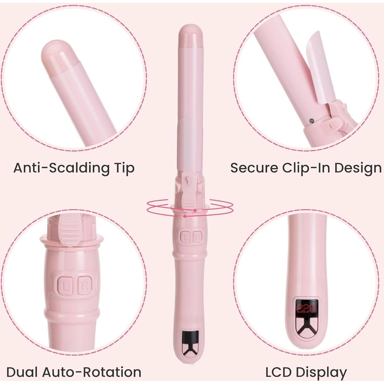 Plancha de Rizar Automática Honey Coco 2.69 cm Rosa