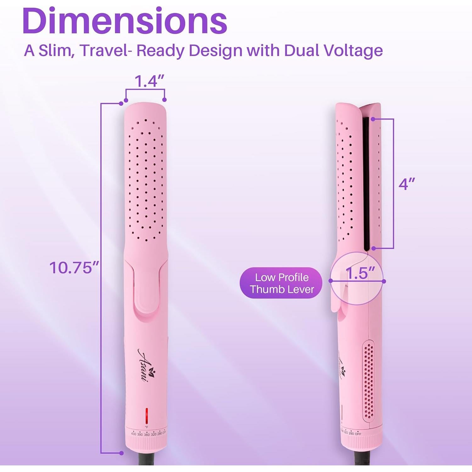 Rizador y Alisador 2-en-1 Asani A499PK Rosa - 360° Airflow