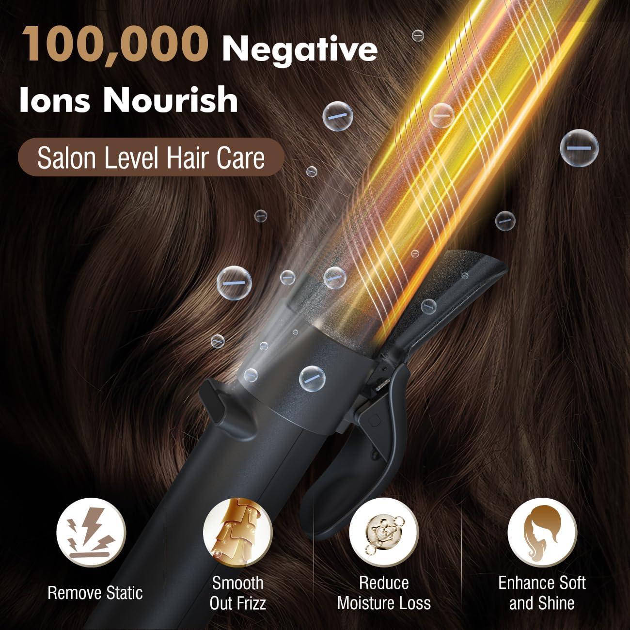 Plancha de Rizar Rotativa Luxspire 3.18 cm Automática Negra