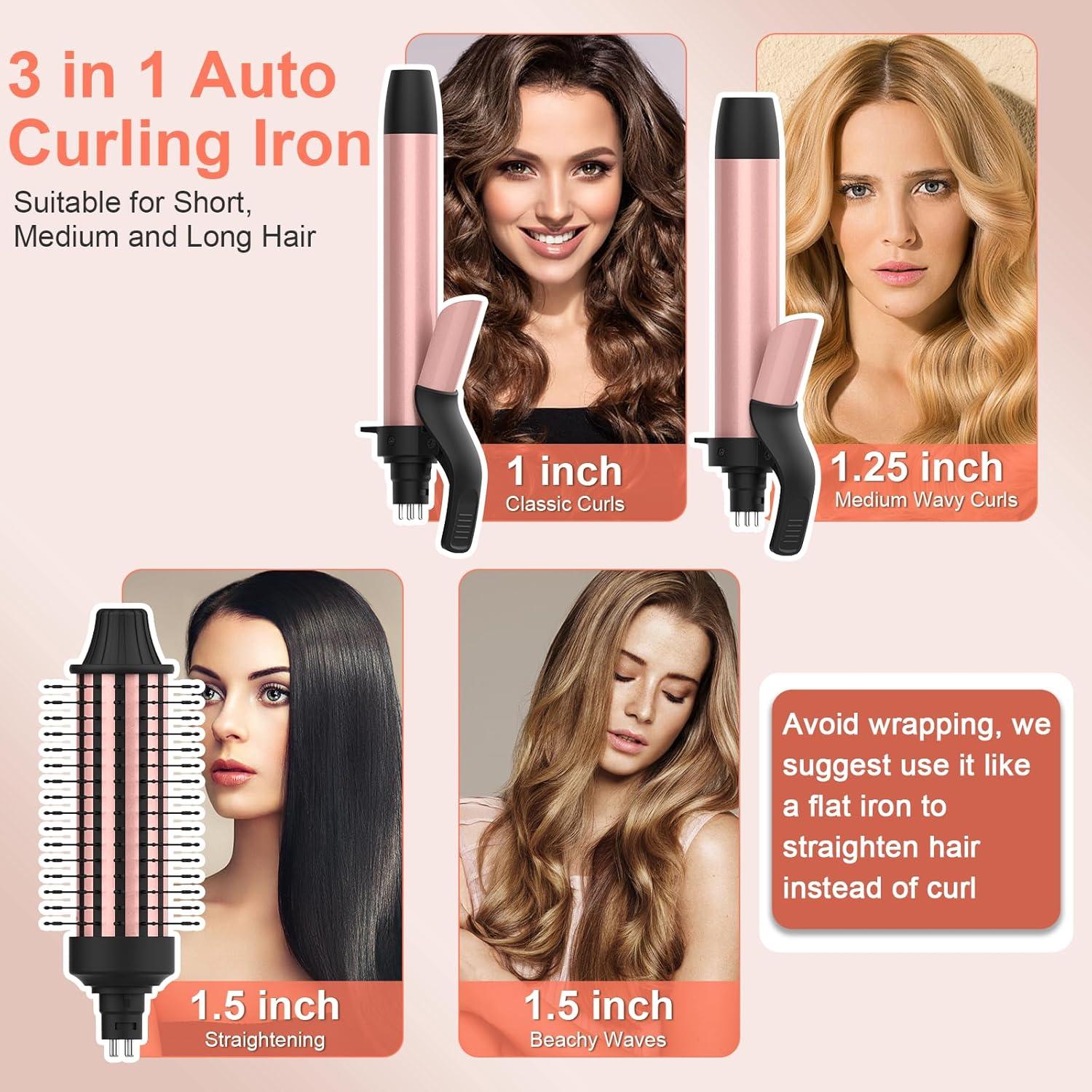 Plancha de Rizar Automática AFANSO 3 en 1 1.5" Oro Rosa