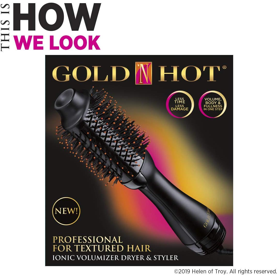 Secador y Voluminizador Gold N Hot Profesional 1 Paso Negro