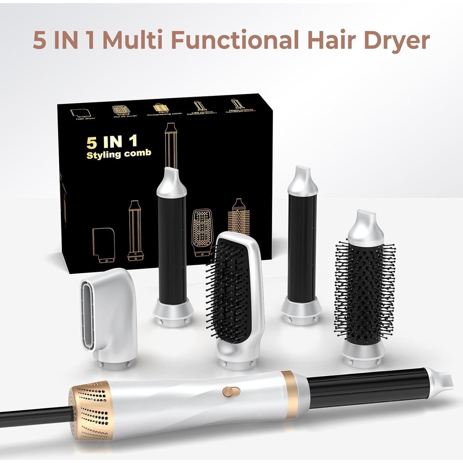 Set de Cepillo Secador de Pelo 5 en 1 Trylater - Alisador y Rizador