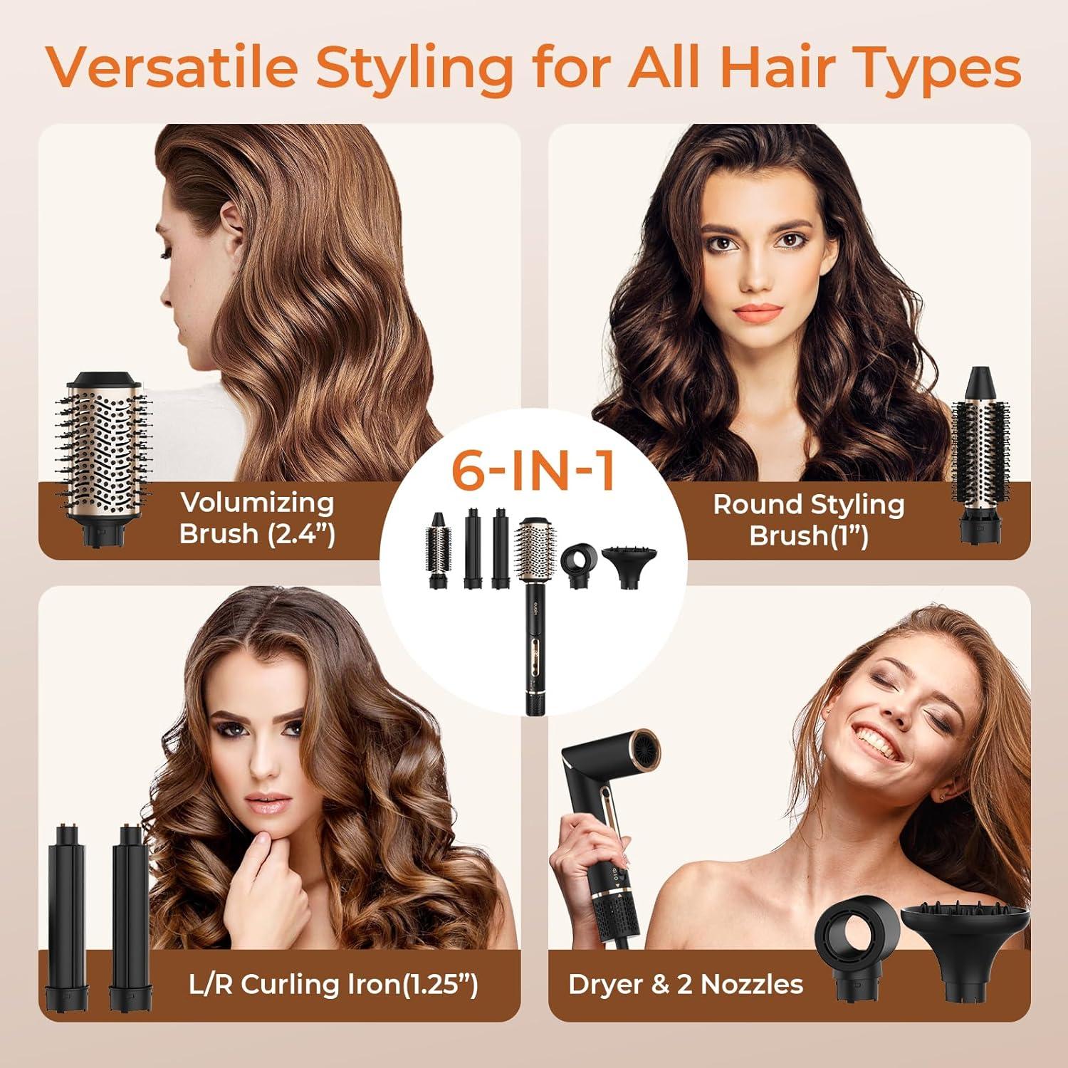 Cepillo de Aire Caliente Oudim 6 en 1 con Iones Negativos