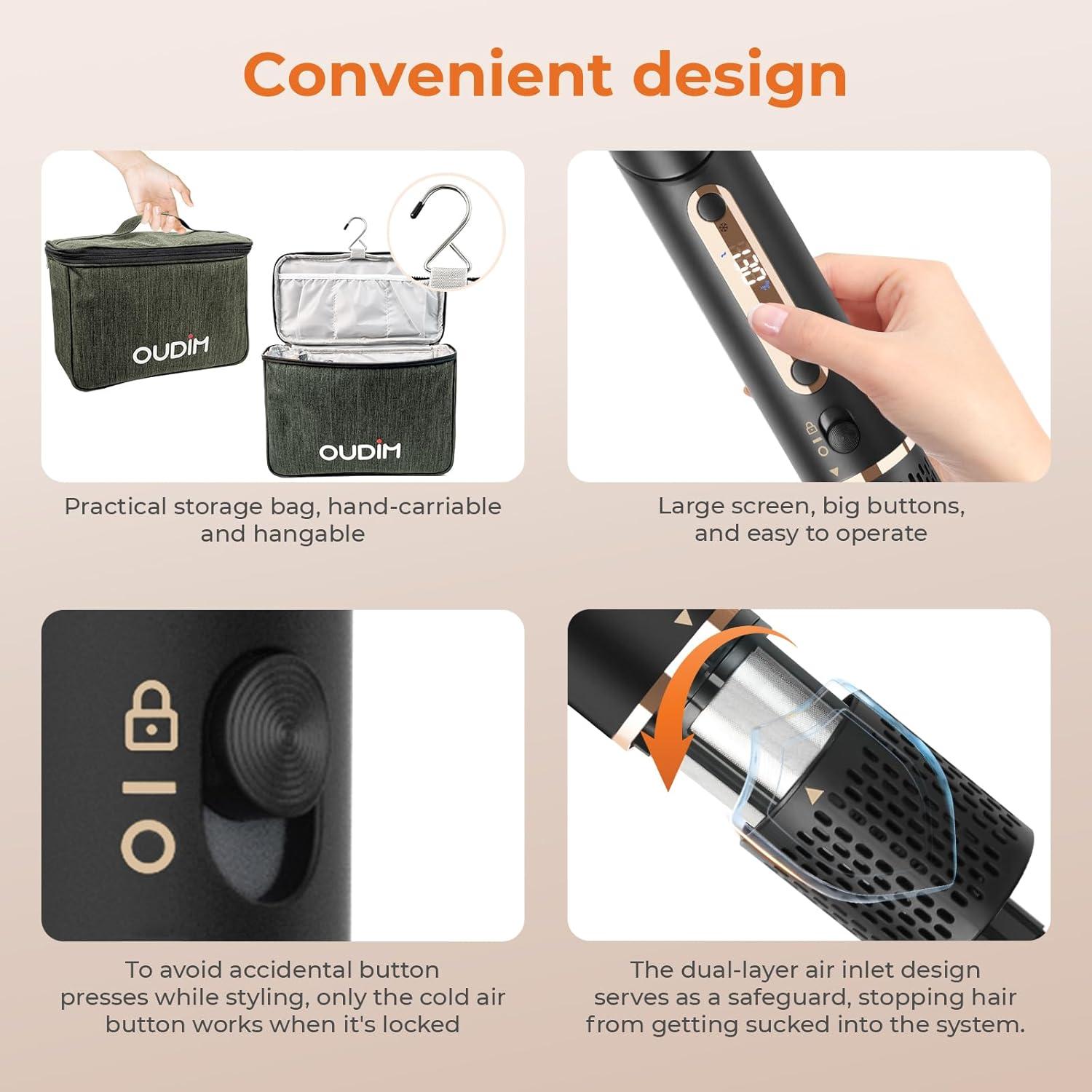 Cepillo de Aire Caliente Oudim 6 en 1 con Iones Negativos