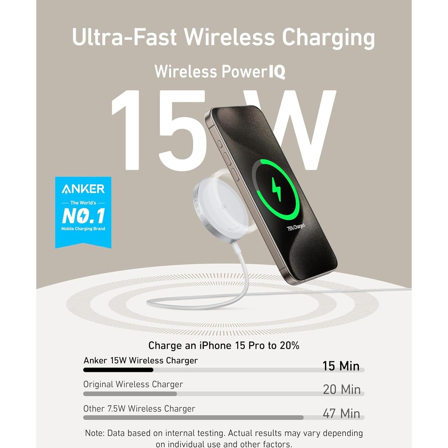 Cargador Inalámbrico Anker MagGo 15W para iPhone 16