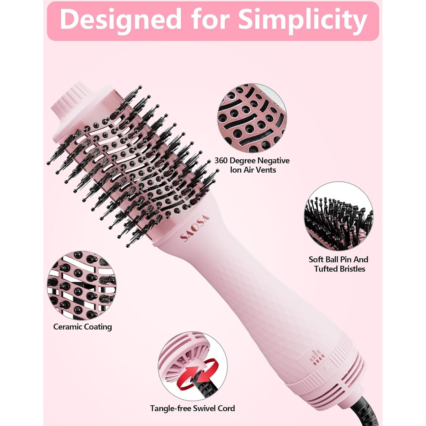 Cepillo Secador de Cabello 4 en 1 SAOSA con Cerámica y Iones Negativos