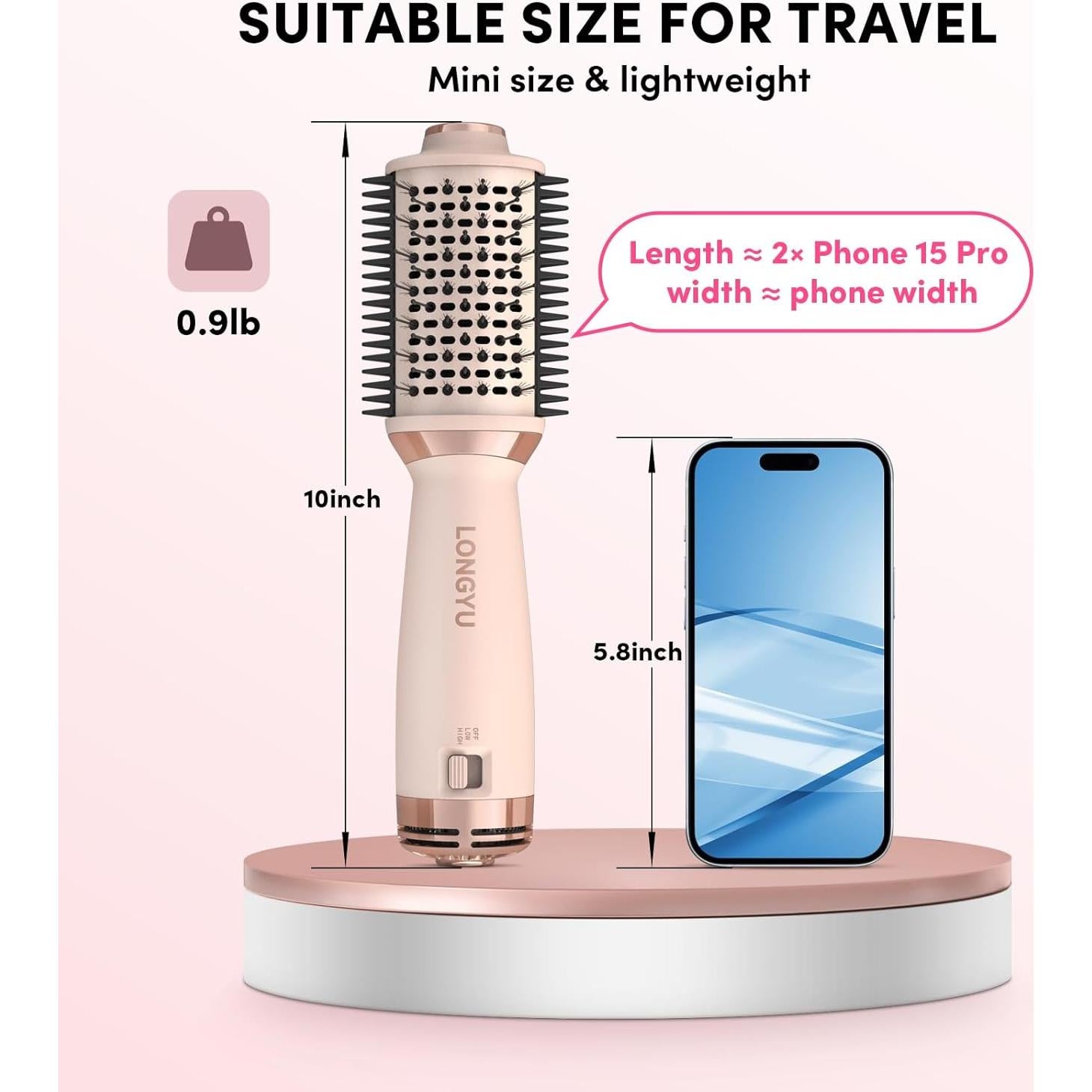 Cepillo Secador de Cabello Longyu SM-6126 Doble Voltaje 110V-240V