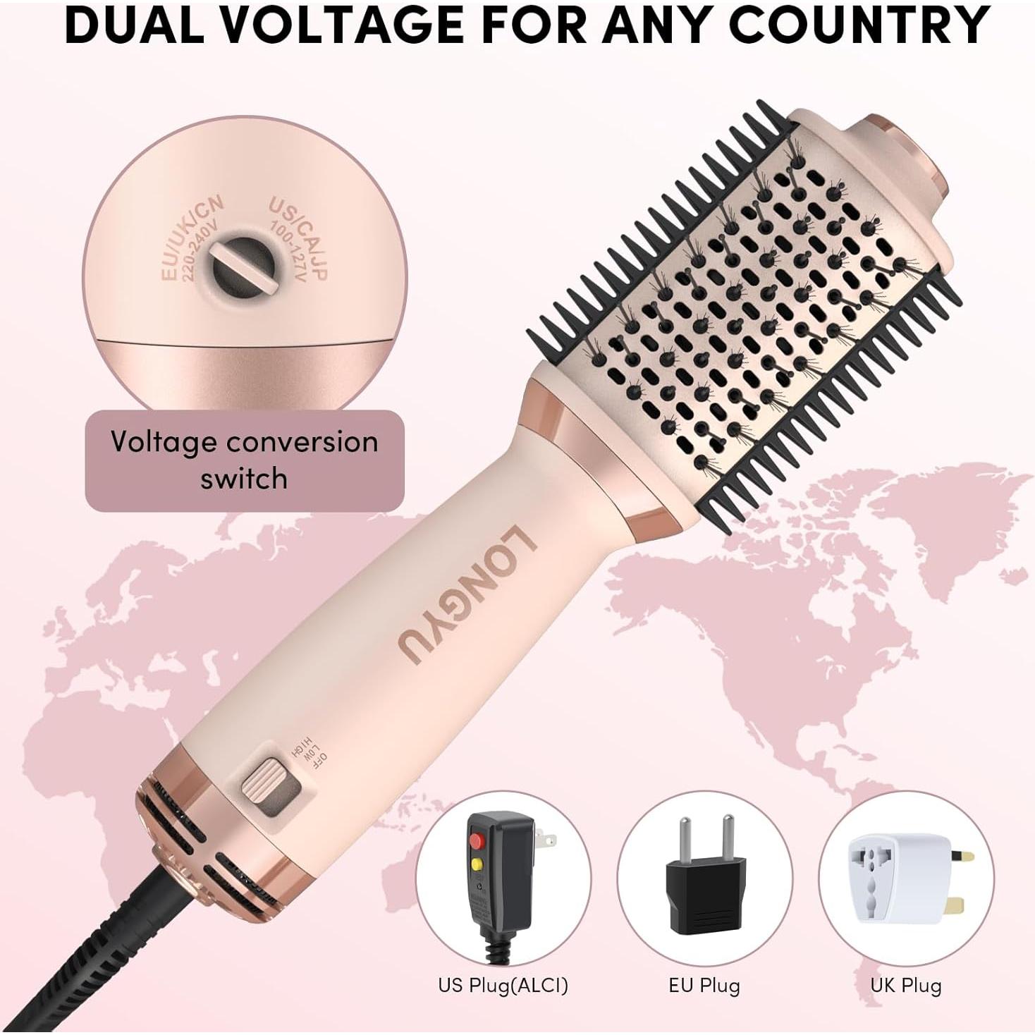 Cepillo Secador de Cabello Longyu SM-6126 Doble Voltaje 110V-240V