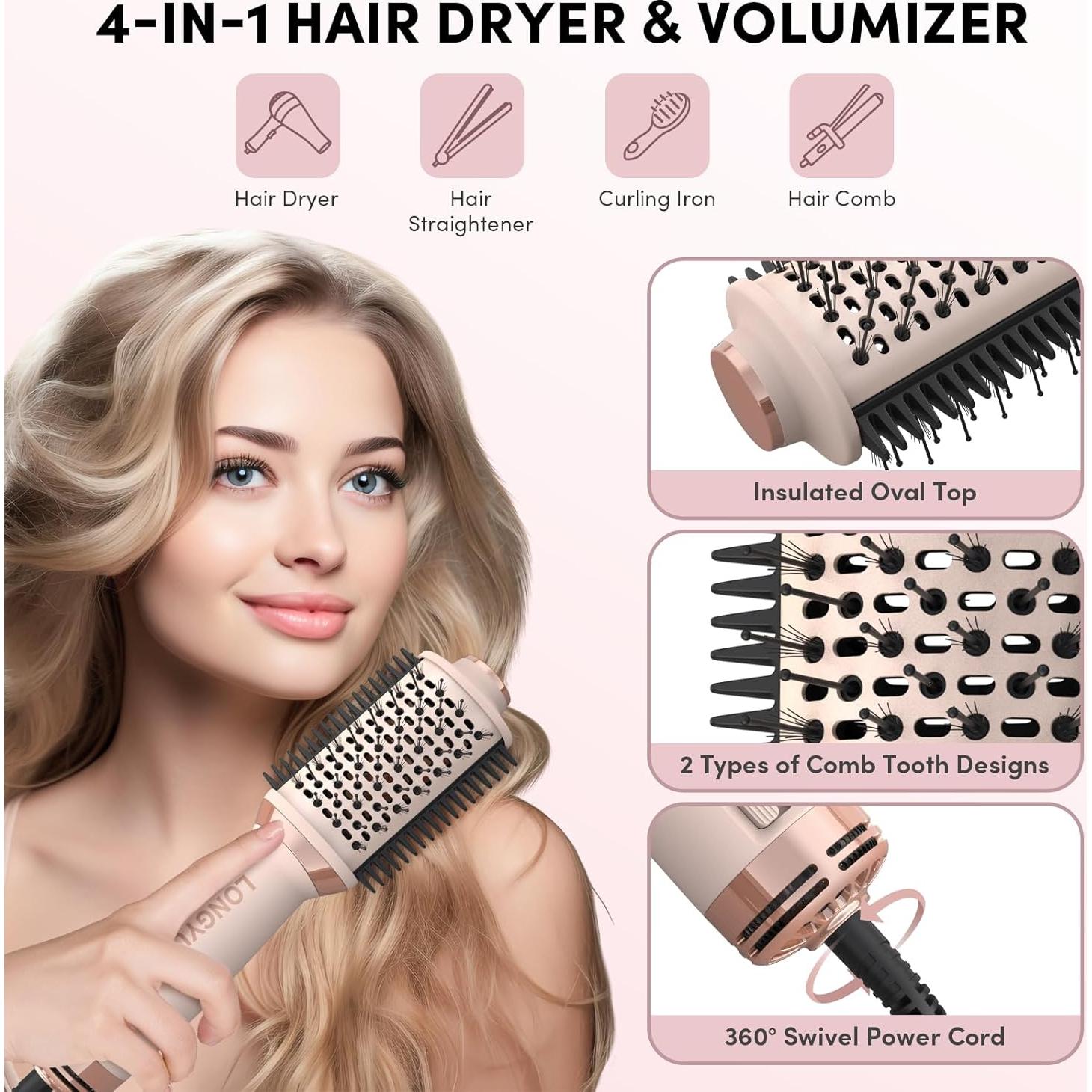 Cepillo Secador de Cabello Longyu SM-6126 Doble Voltaje 110V-240V