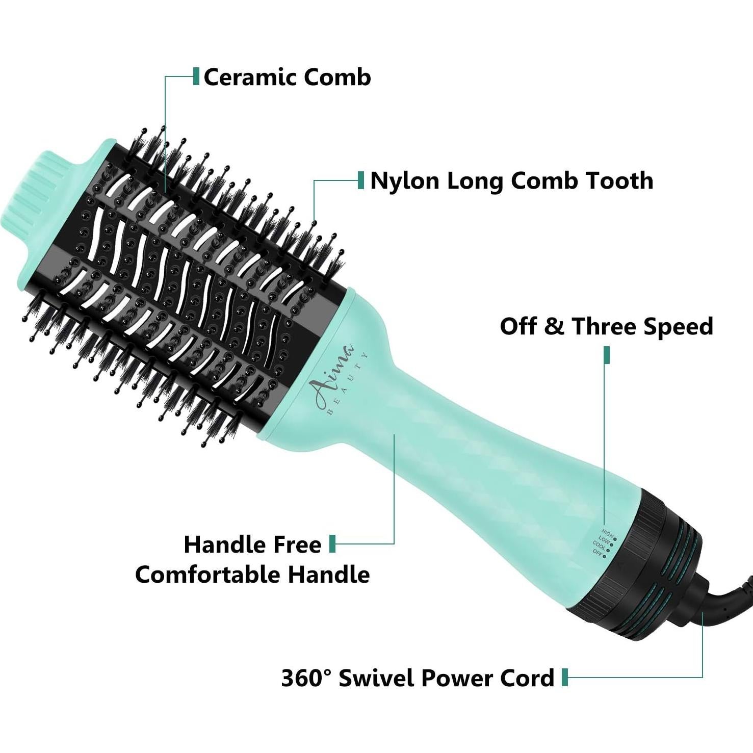 Cepillo Secador Voluminizador Aima Beauty 4 en 1 Verde Claro