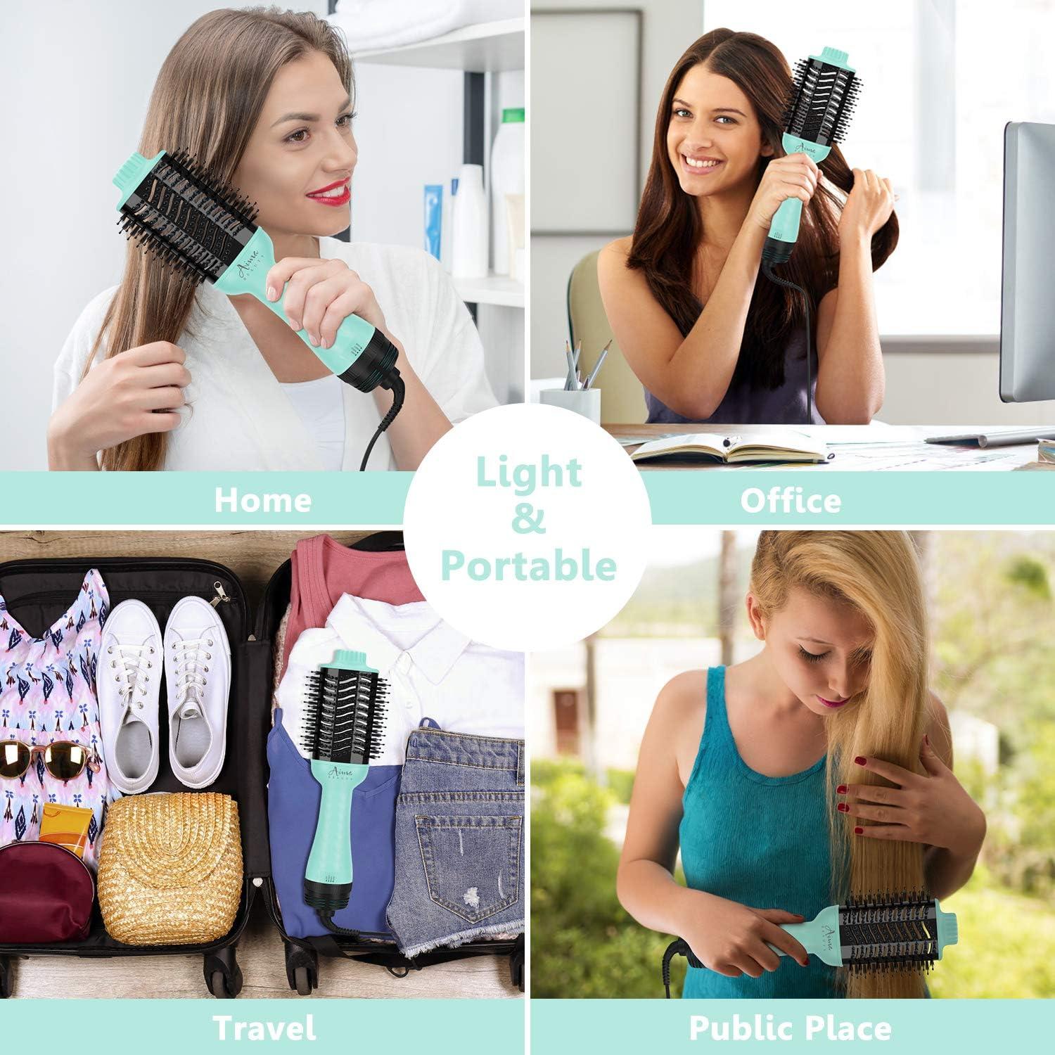 Cepillo Secador Voluminizador Aima Beauty 4 en 1 Verde Claro