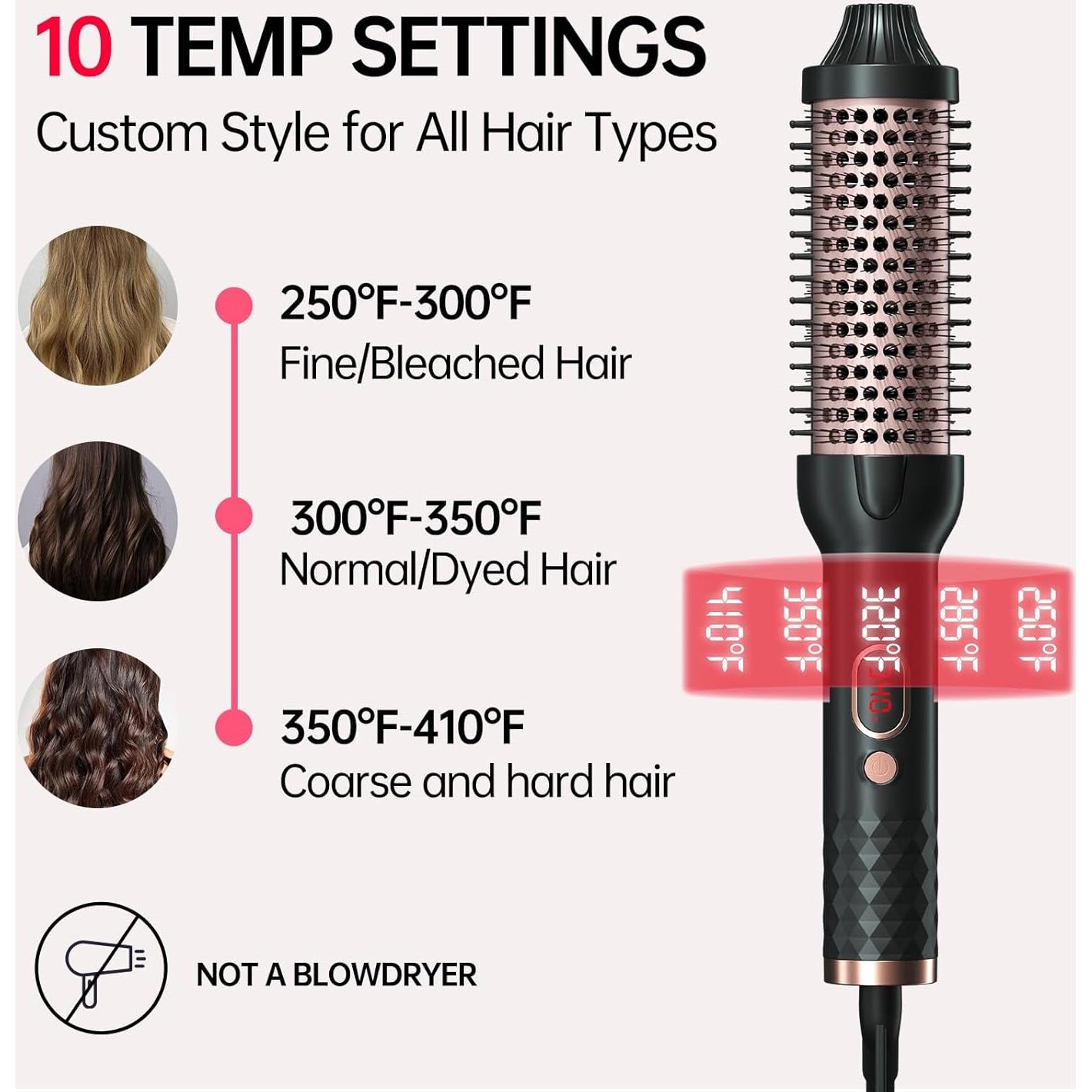 Cepillo Térmico Hahahope 1.5" Cerámica 10 Temperaturas