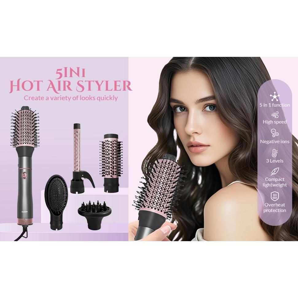 Set de Cepillo Secador de Cabello Yueli 5 en 1 con Iones Negativos