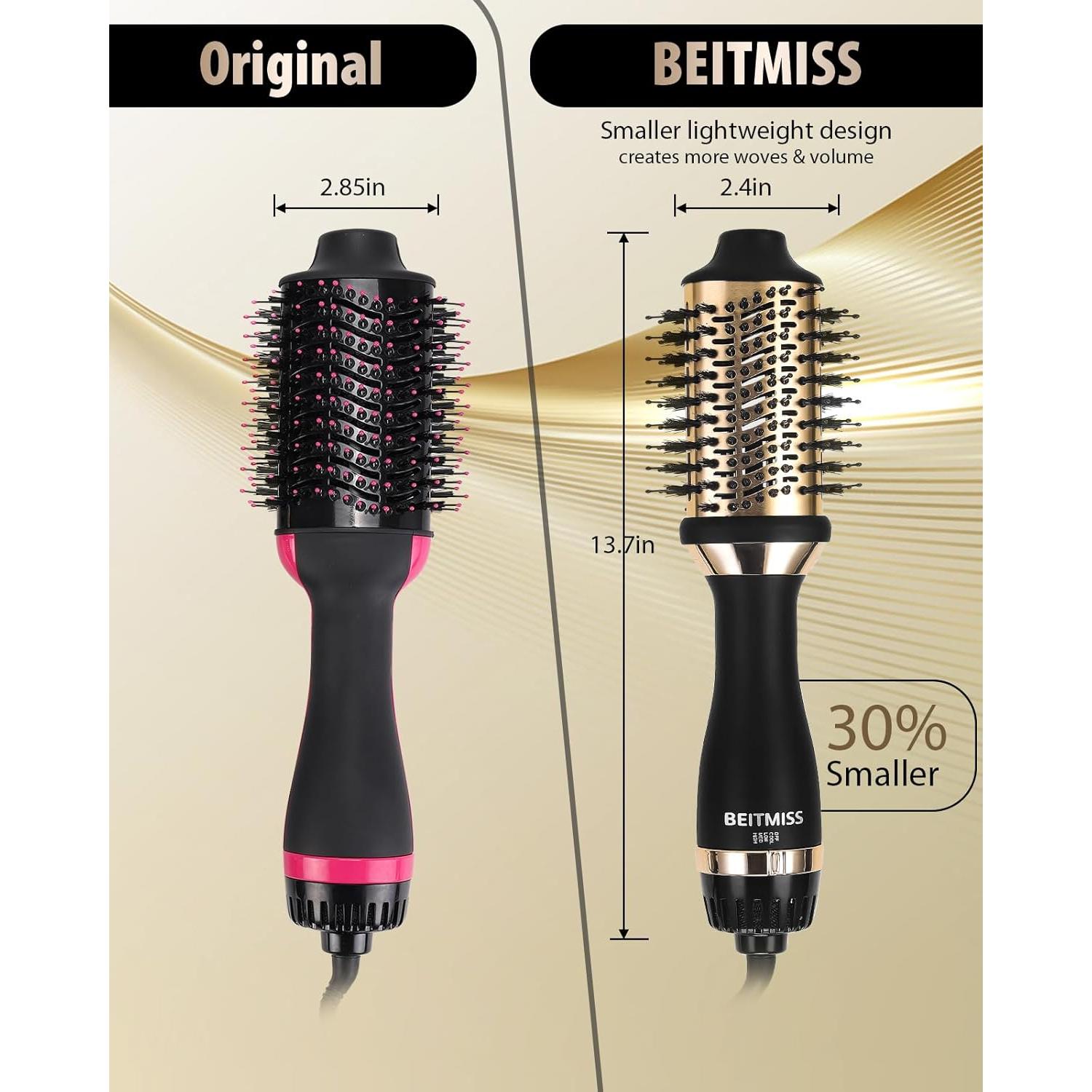 Cepillo Secador 4-en-1 BEITMISS 1200W Ovalado Iónico