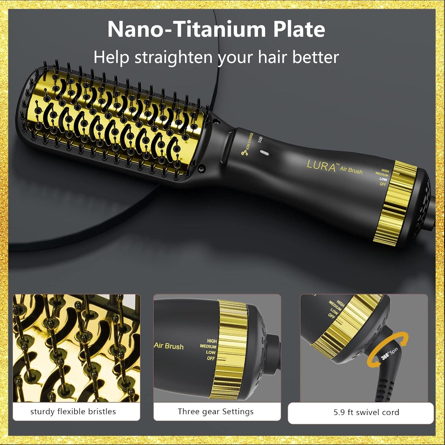 Cepillo Secador Iónico LURA 600W con Peine y Alisador