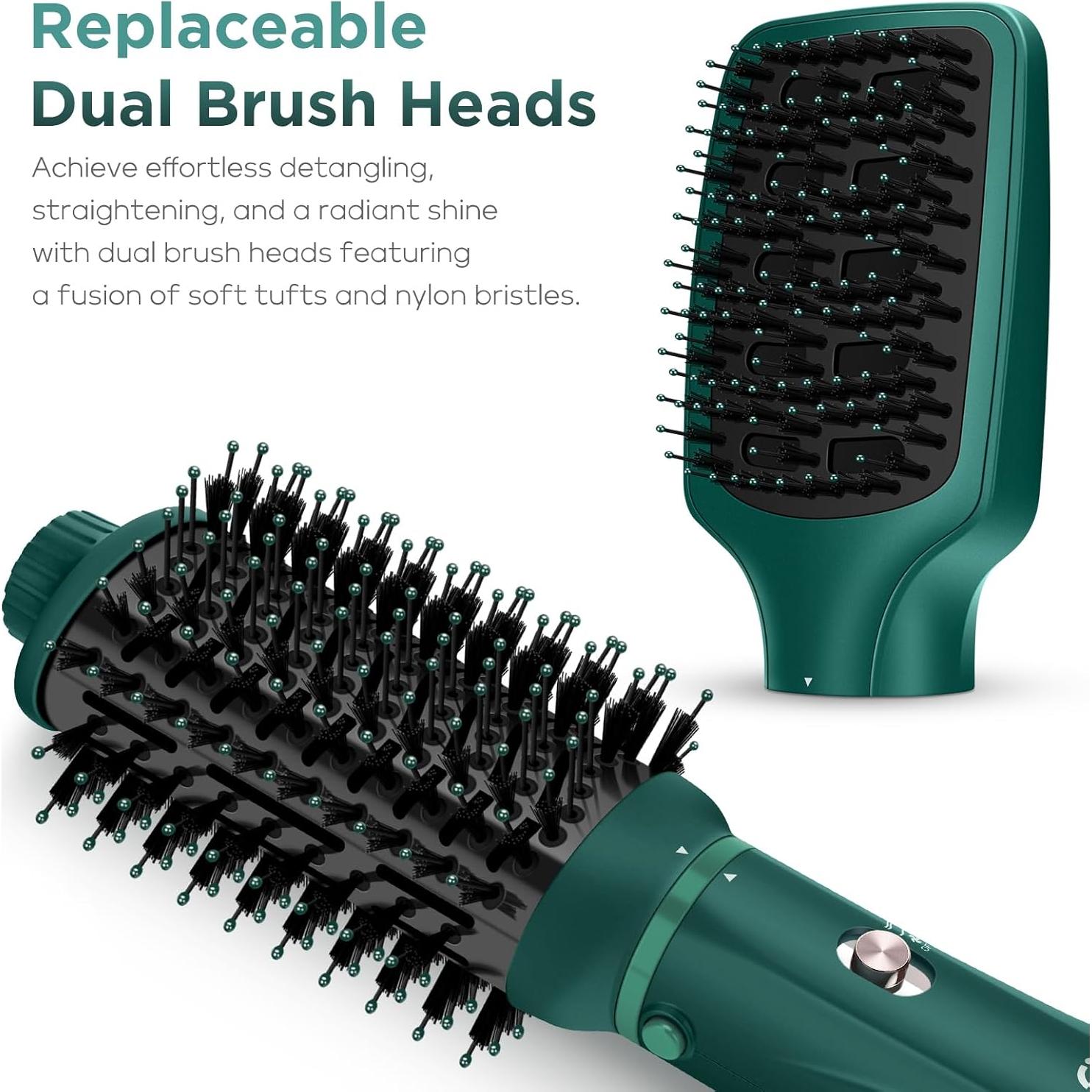 Cepillo Secador 4 en 1 IG INGLAM, Difusor Iónico, Verde