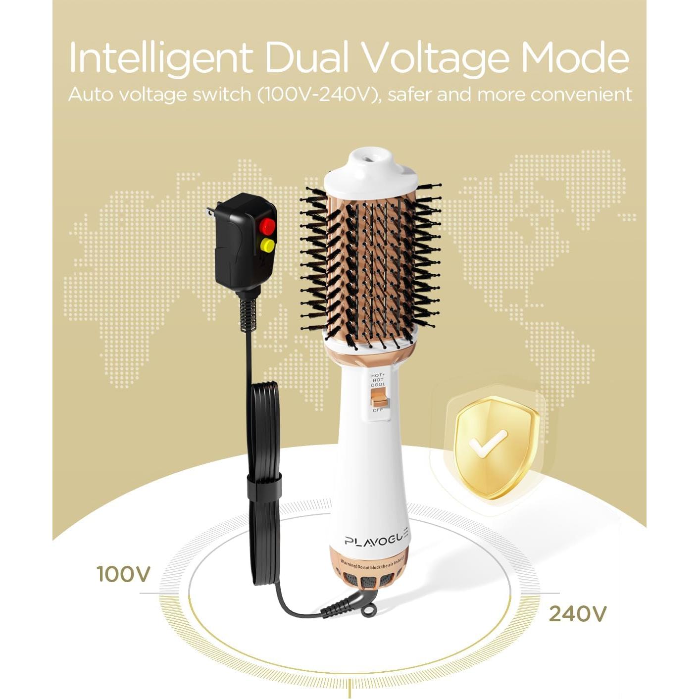 Cepillo Secador Doble Voltaje Plavogue PV222 Oro Blanco 380g