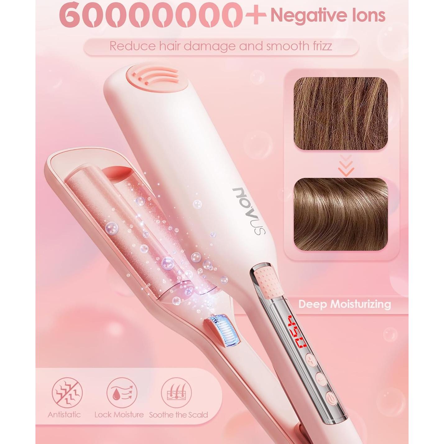 Rizador de Cabello NOVUS 2 Barriles 1.1" Cerámica Iónica Rosa