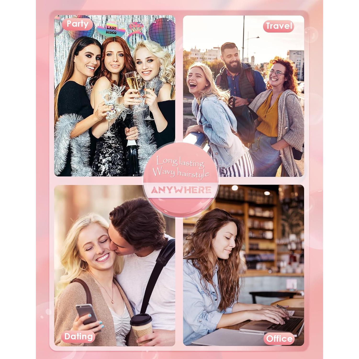 Rizador de Cabello NOVUS 2 Barriles 1.1" Cerámica Iónica Rosa