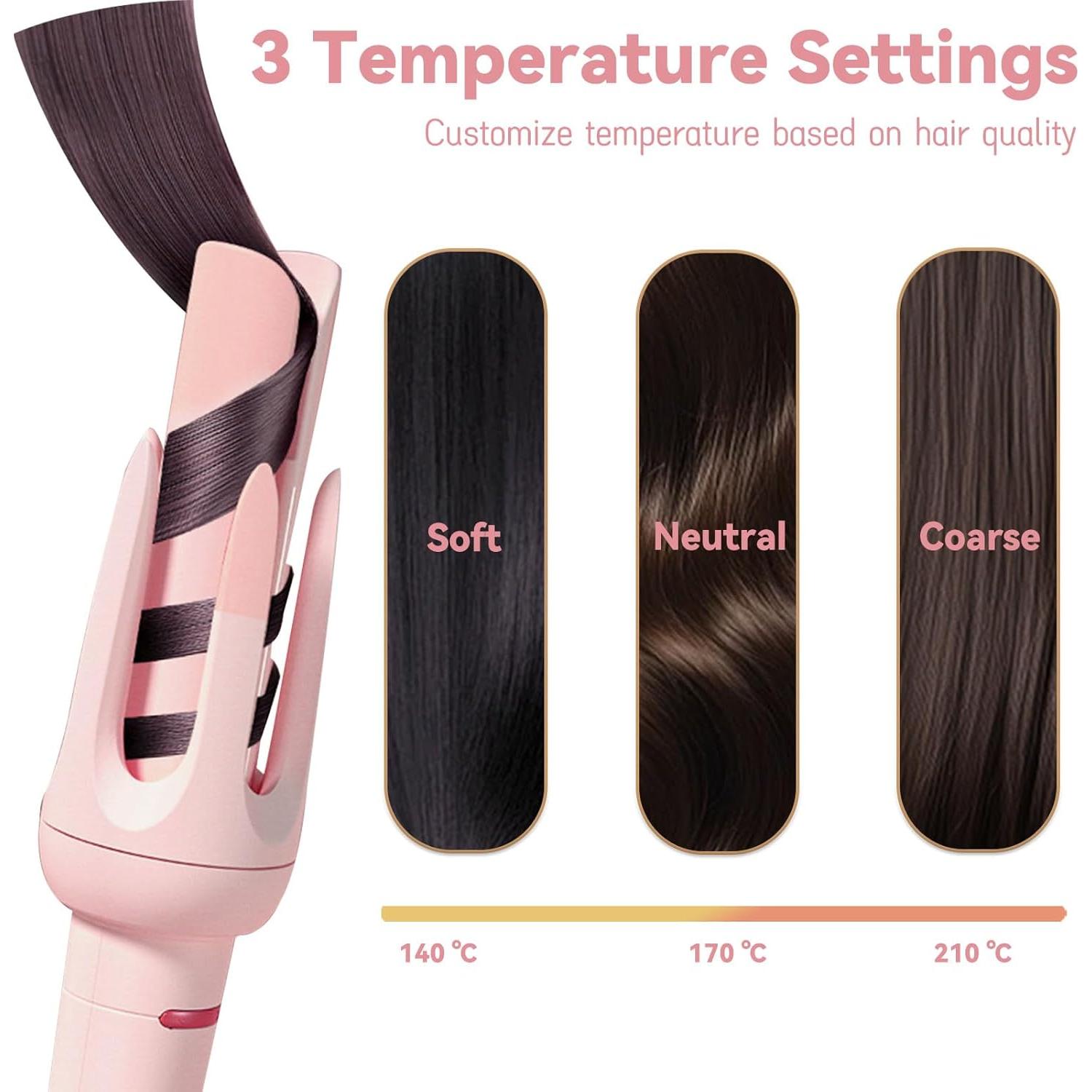 Rizador Automático Wrewing HJJF02 3.18 cm Rosa con Pantalla LED