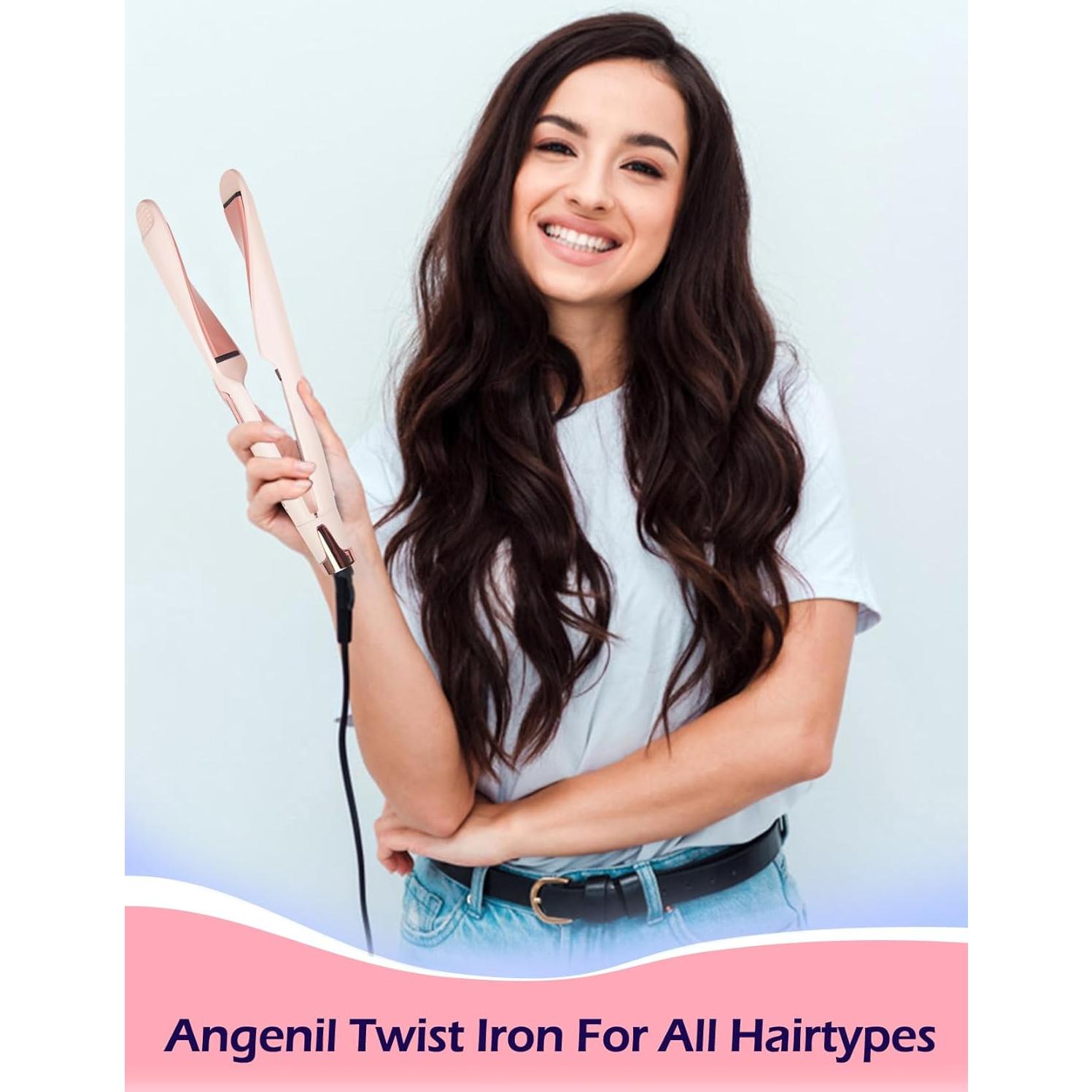 Plancha de Pelo ANGENIL Pro Twist 2 en 1 Rosa Doble Voltaje
