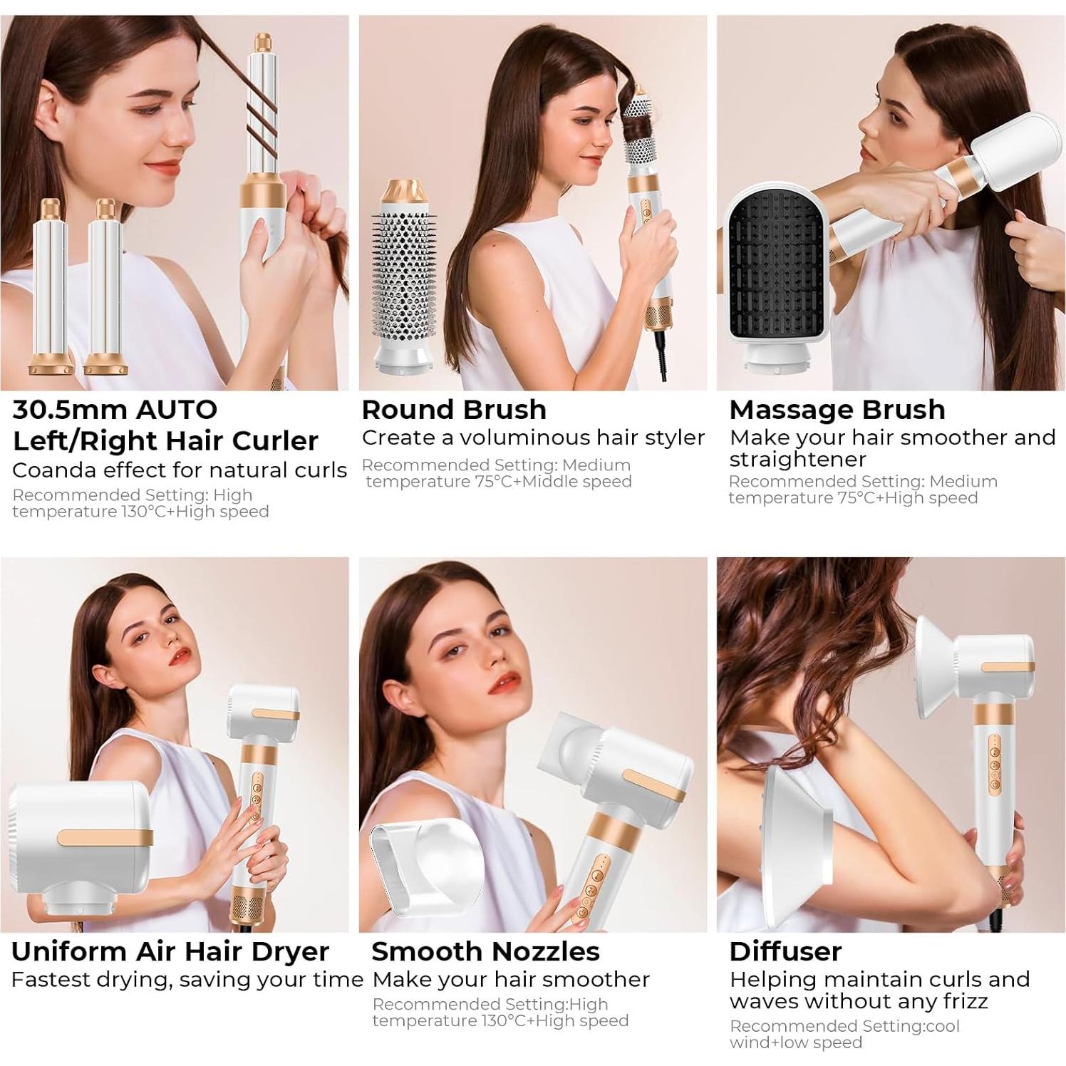 Cepillo Secador 7 en 1 Yitrust - Alisar, Rizar y Secar Cabello