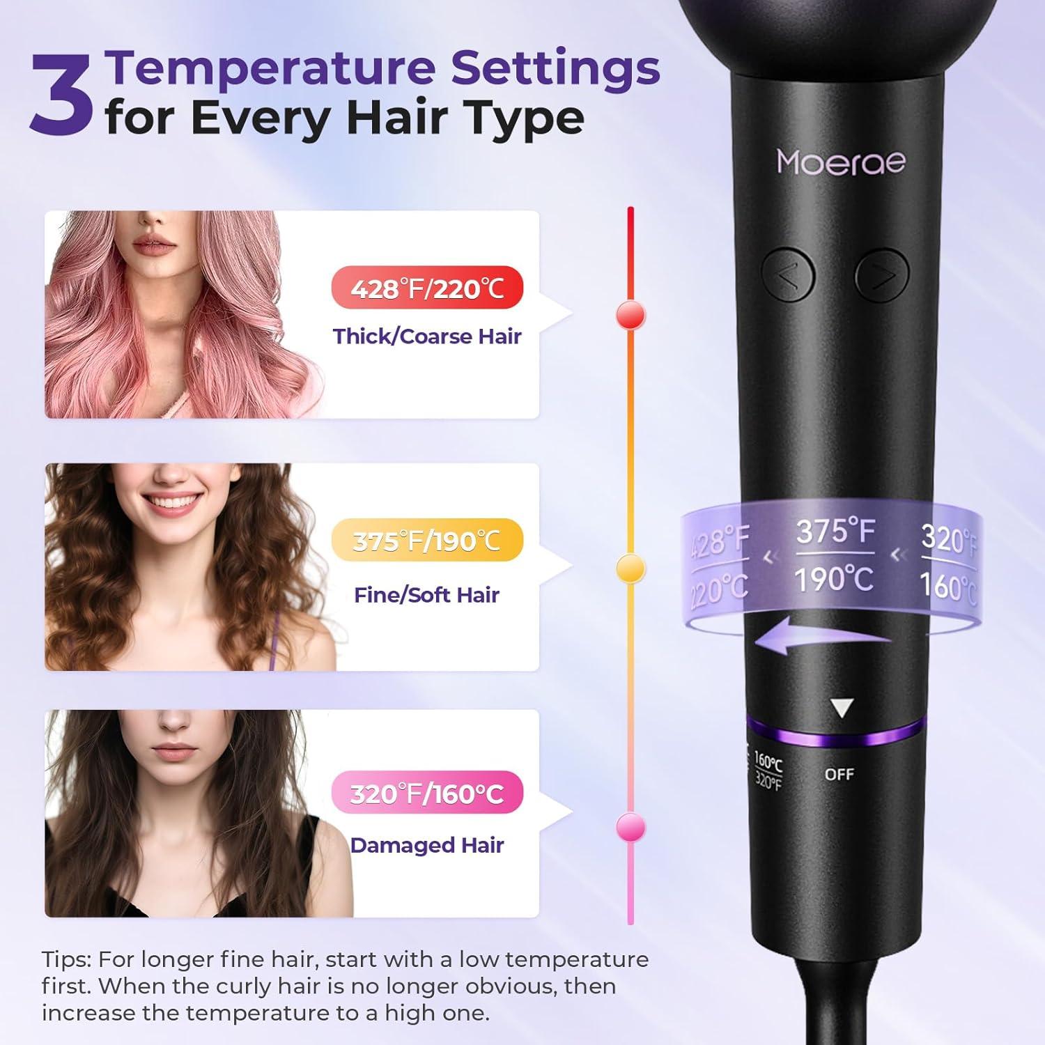 Rizador Automático Moerae 1" (2.54 cm) 3 Temperaturas Antienredos