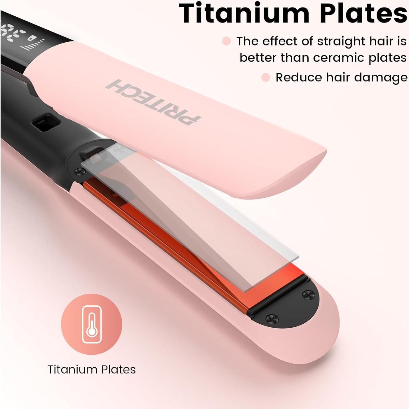 Plancha de Pelo y Rizador 2 en 1 PRITECH Rosa, Titanio, 120-232°C