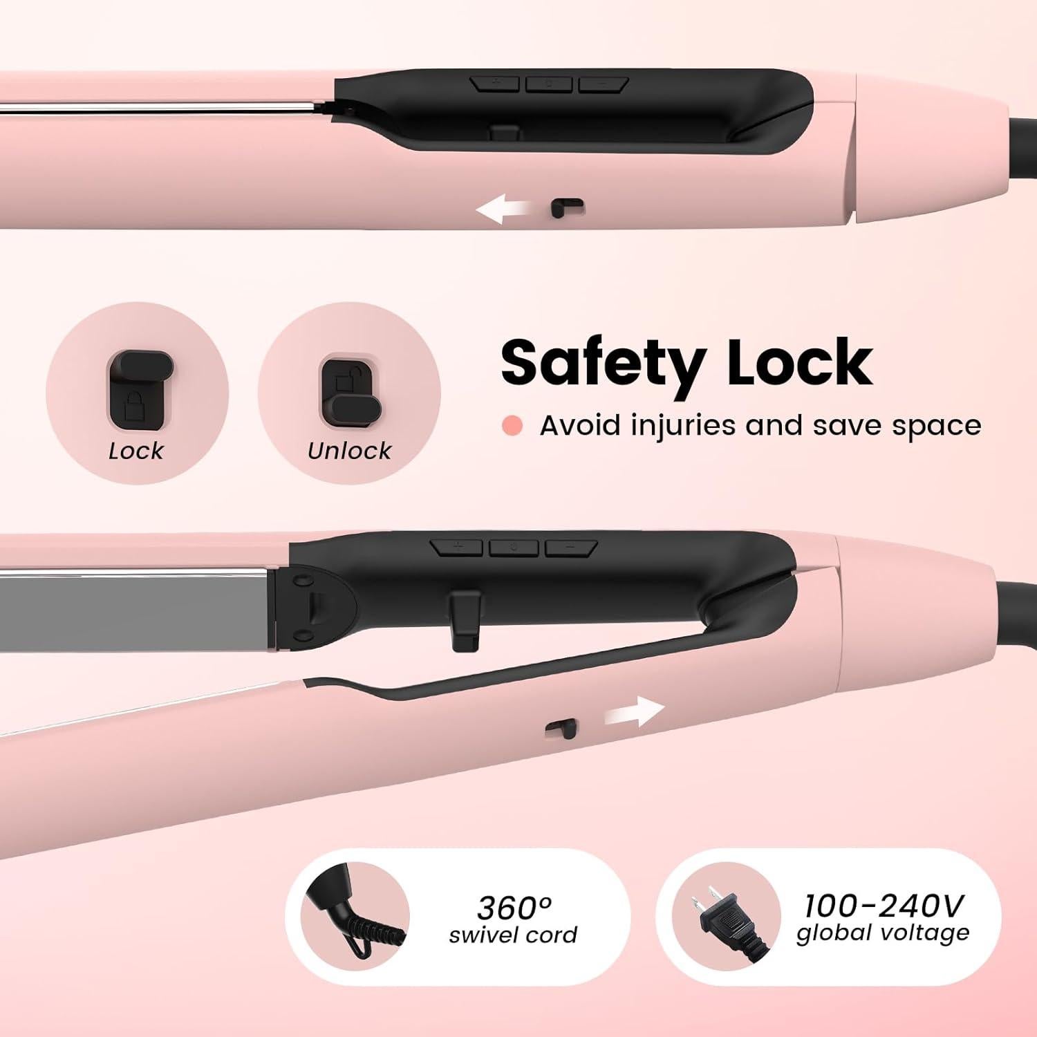 Plancha de Pelo y Rizador 2 en 1 PRITECH Rosa, Titanio, 120-232°C