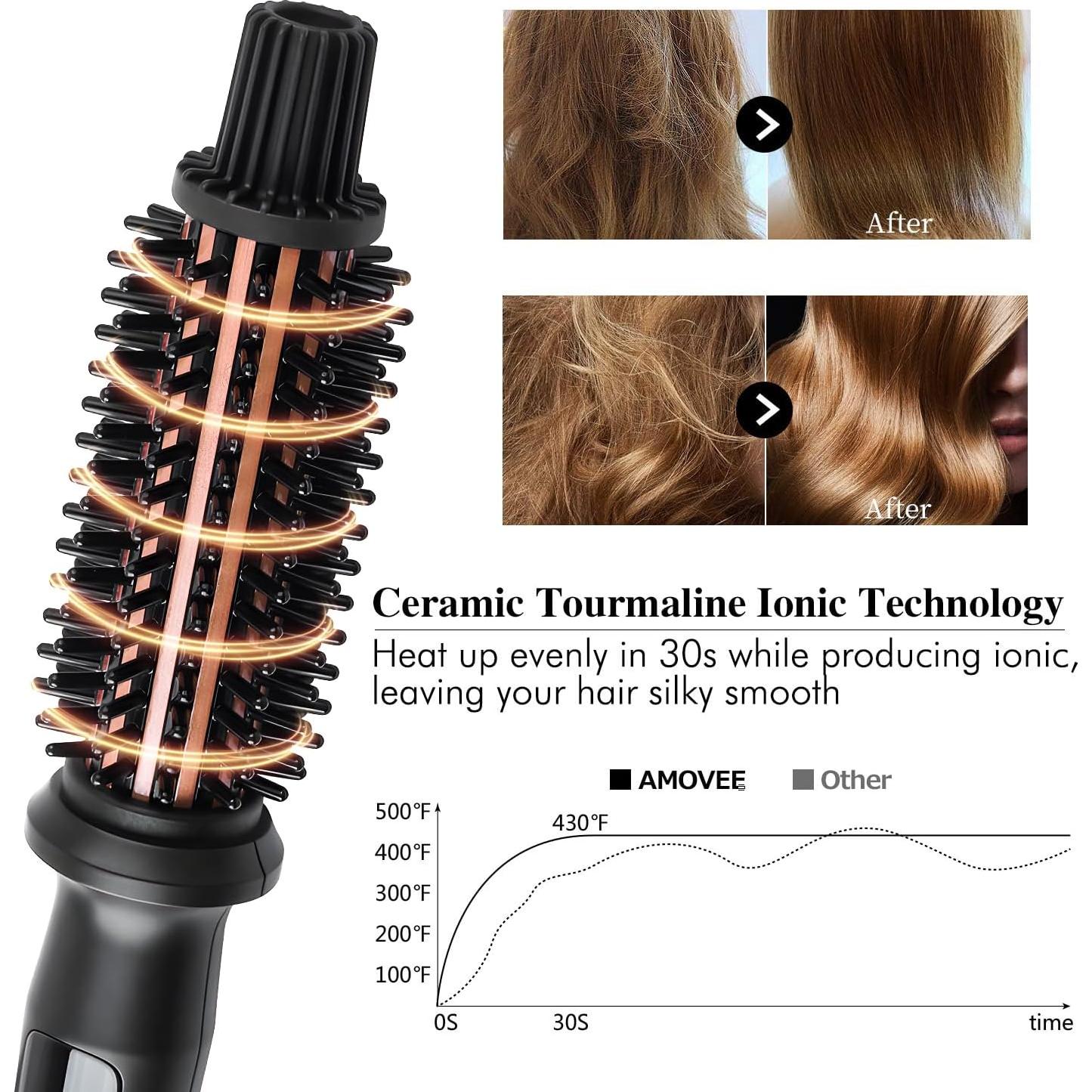 Cepillo Rizador AmoVee Cerámica Turmalina 1" Antiescaldante