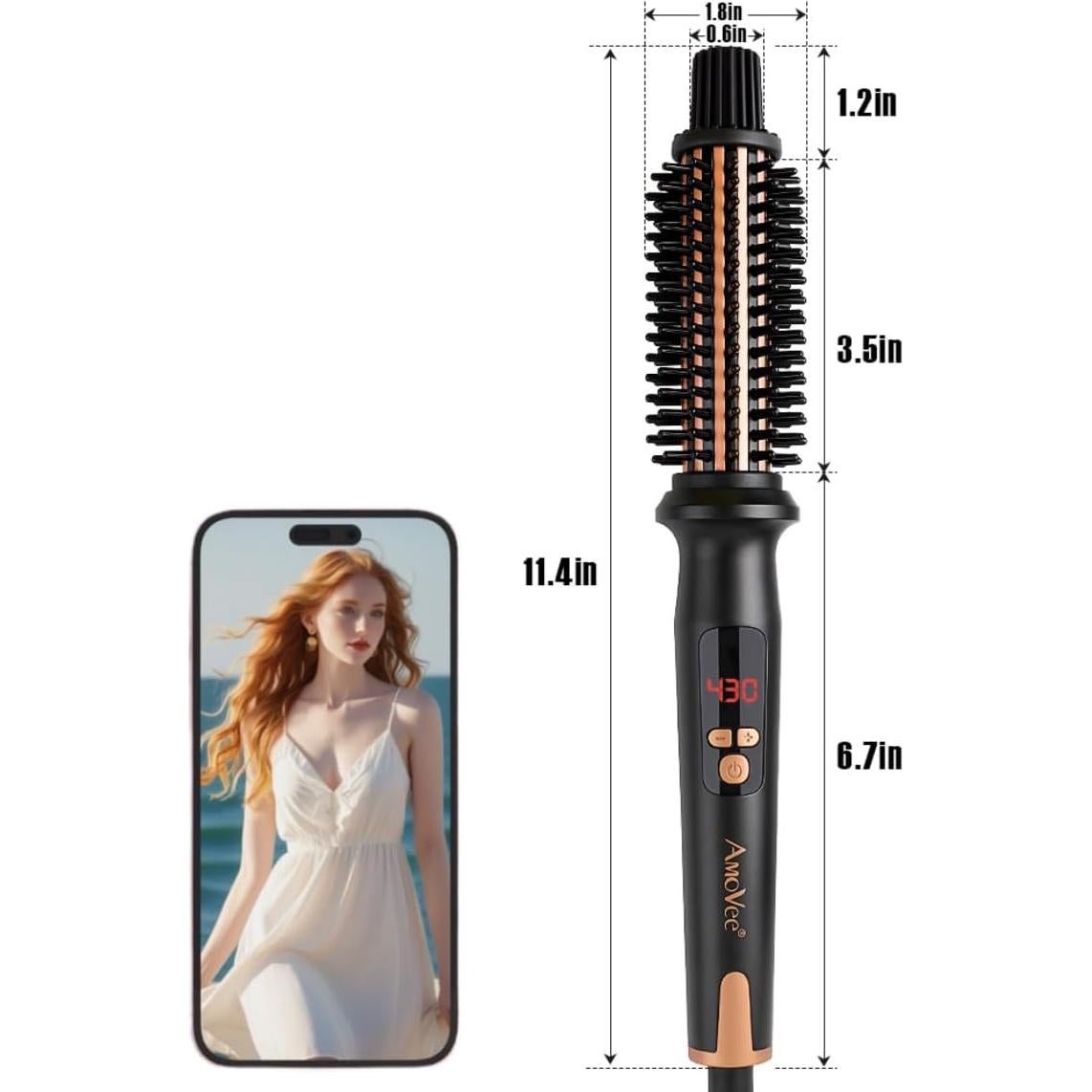 Cepillo Rizador AmoVee Cerámica Turmalina 1" Antiescaldante