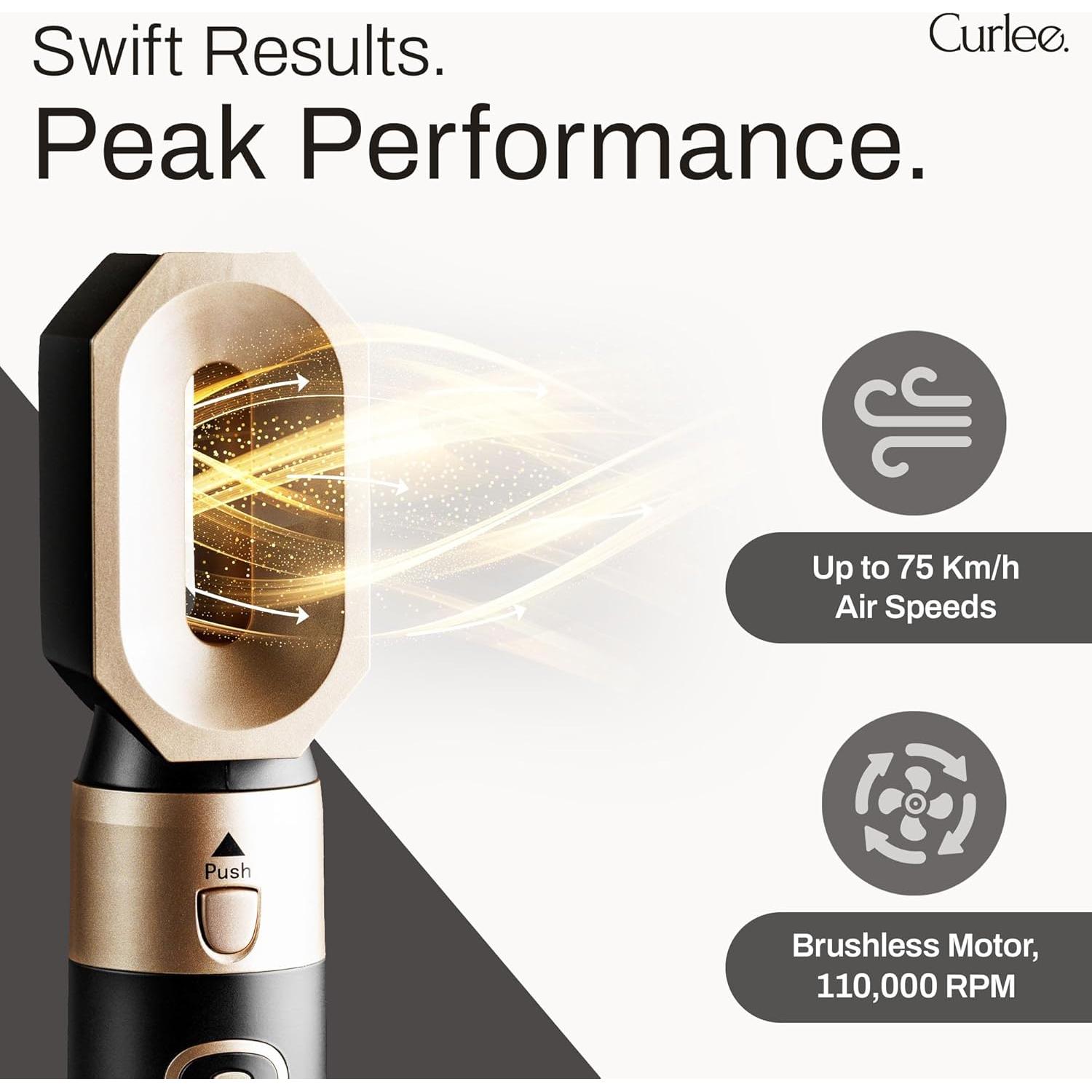 Cepillo Secador de Cabello Curlee 1200W 6 en 1 Negro