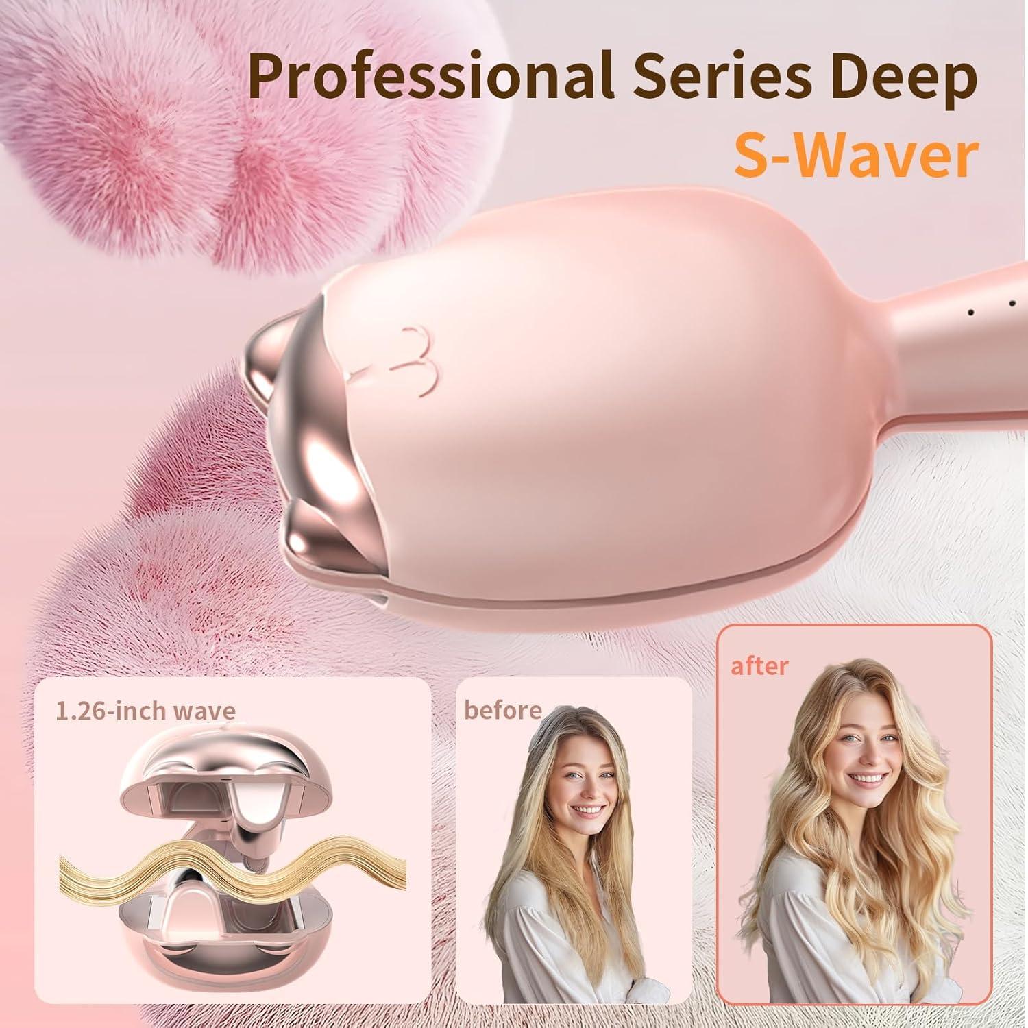 Ondulador de Cabello Iónico Rovy 32 mm Rosa, 4 Temperaturas