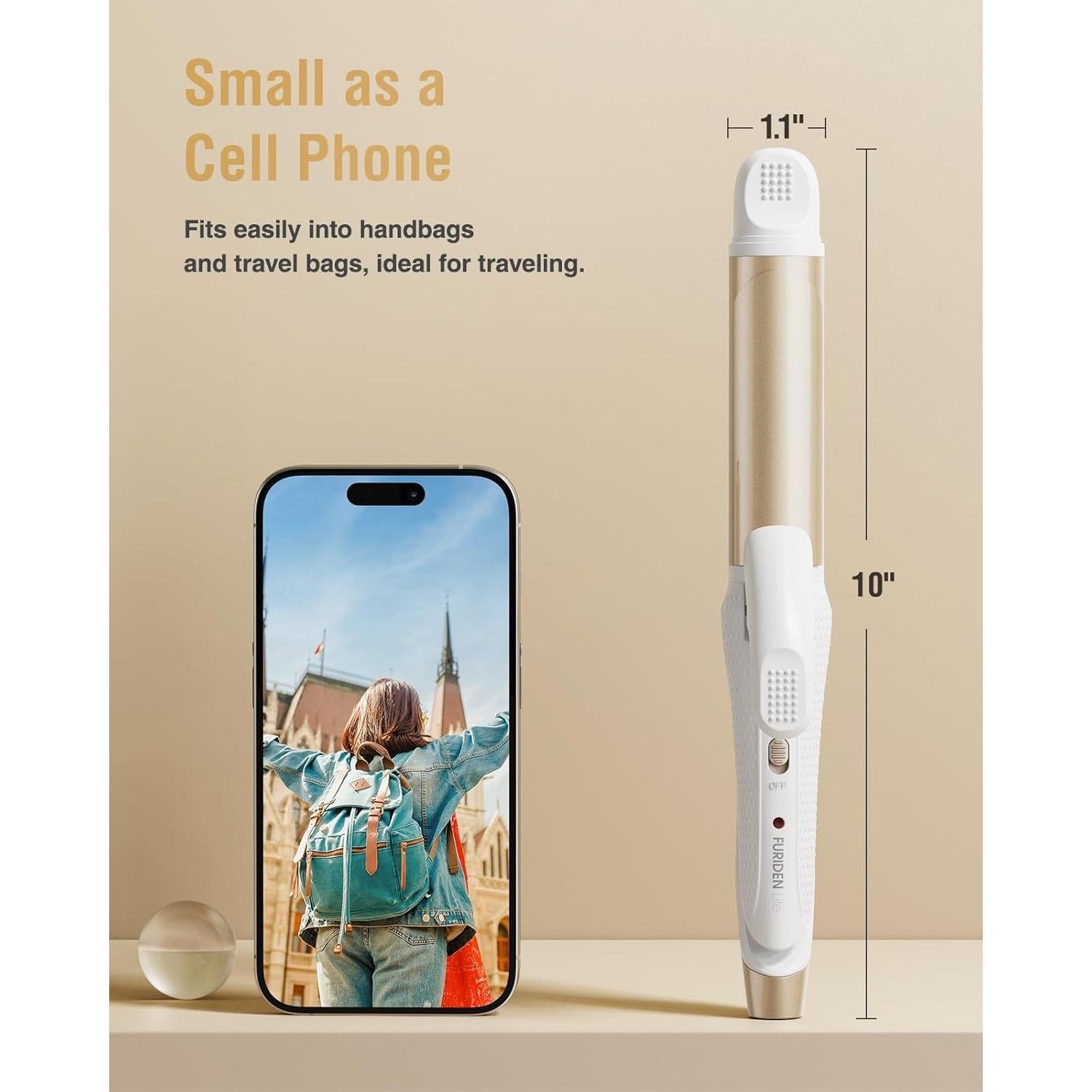 Plancha de Rizar Compacta FURIDEN Lite 1" Doble Voltaje 450°F