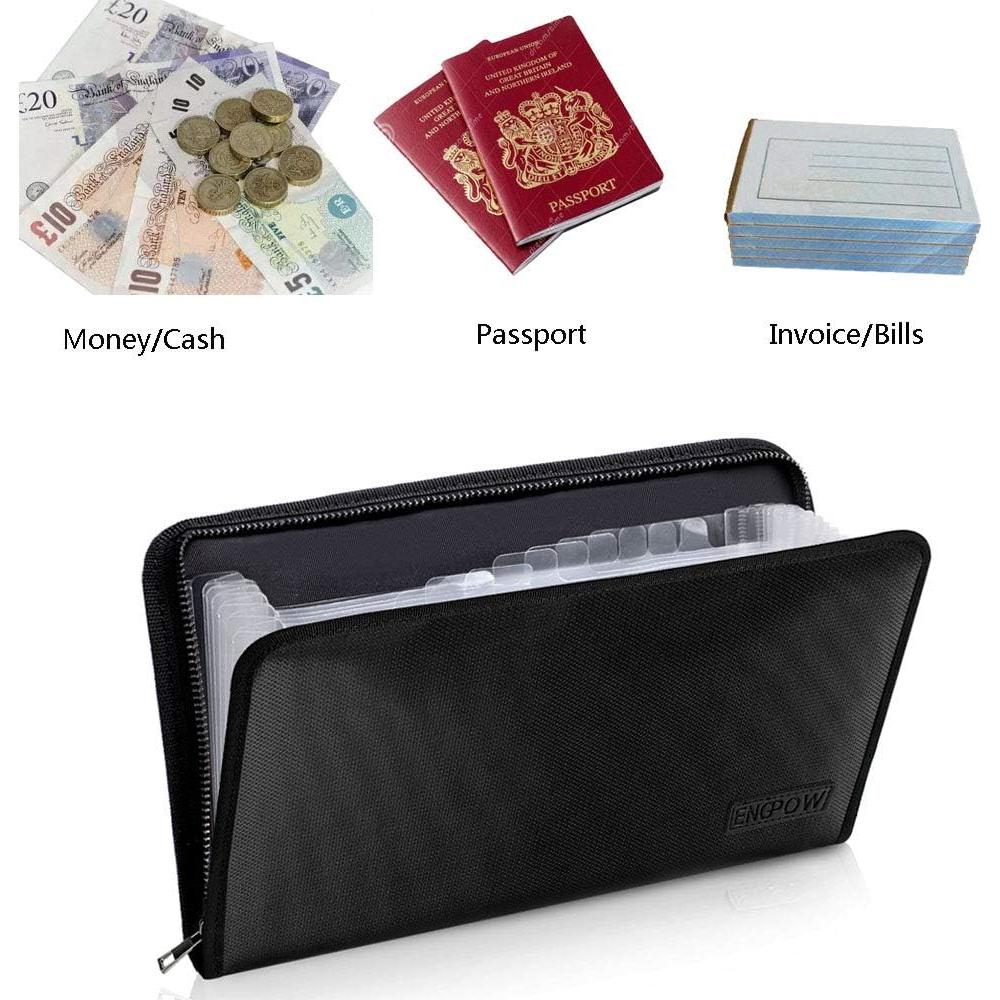 Carpeta Expansible Ignífuga ENGPOW A5 13 Bolsillos Negra